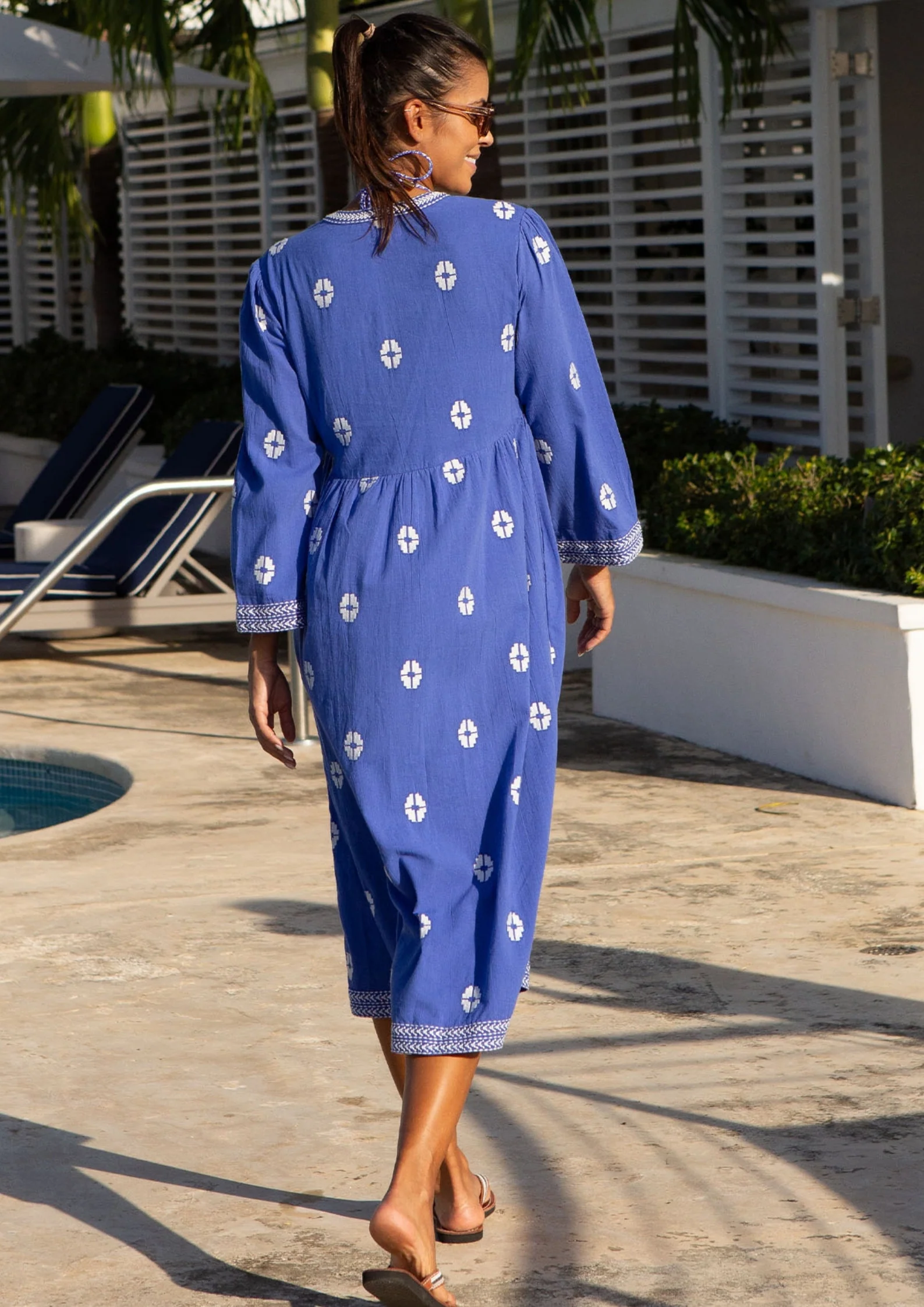 Enola Organic Cotton Dress | Dazzling Blue/White