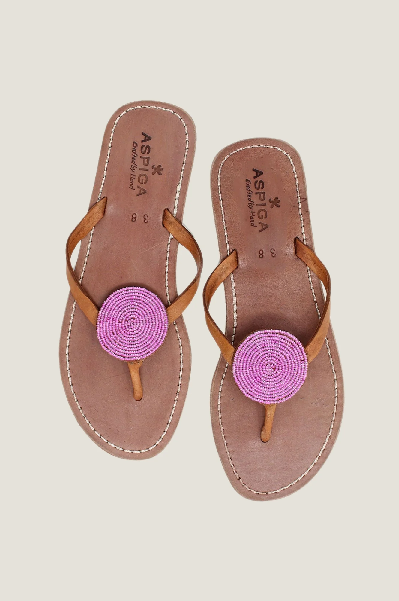 Disc Leather Sandals | Pink