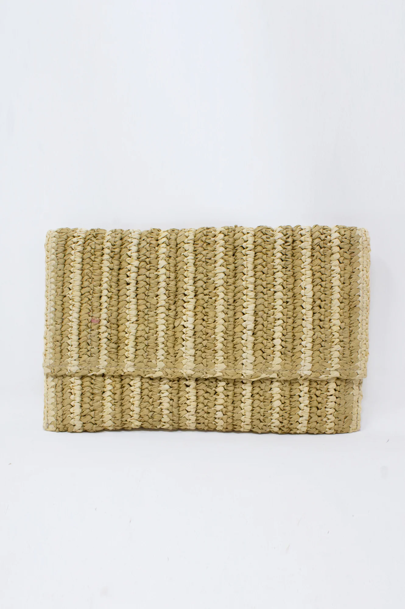 Amalfi Raffia Stripe Clutch | Natural/Taupe