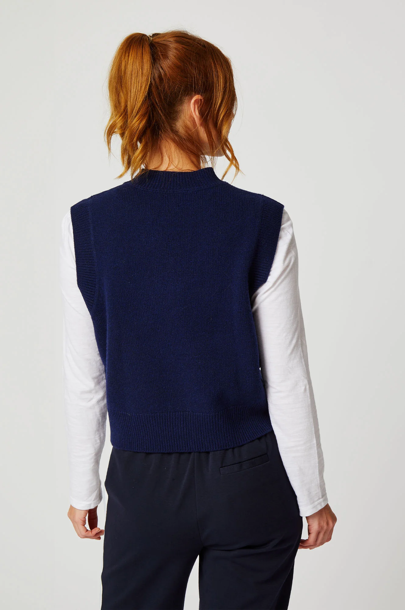 Merino Wool Knitted Short Tank | Navy