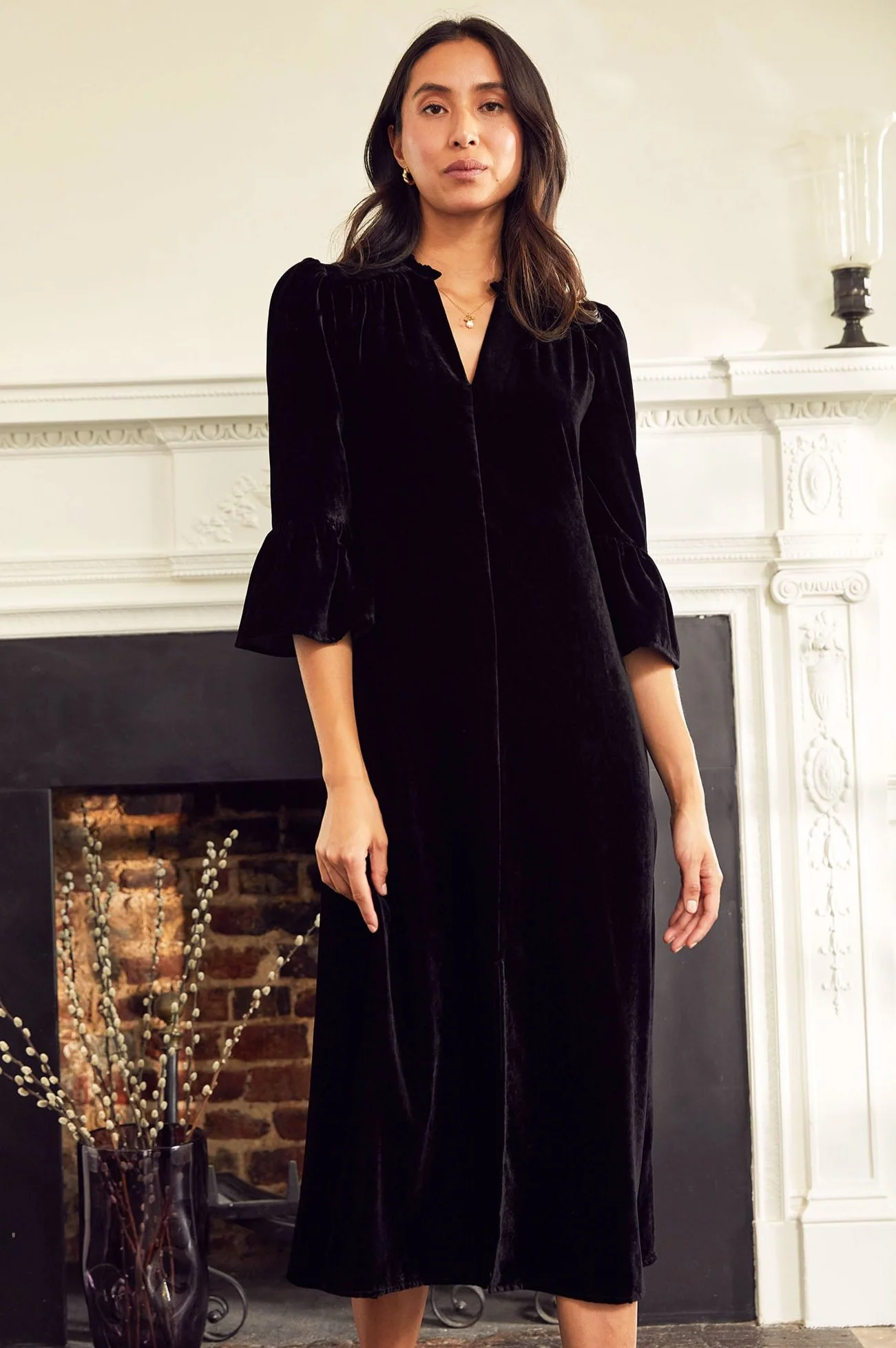 Astrid Velvet Dress | Black