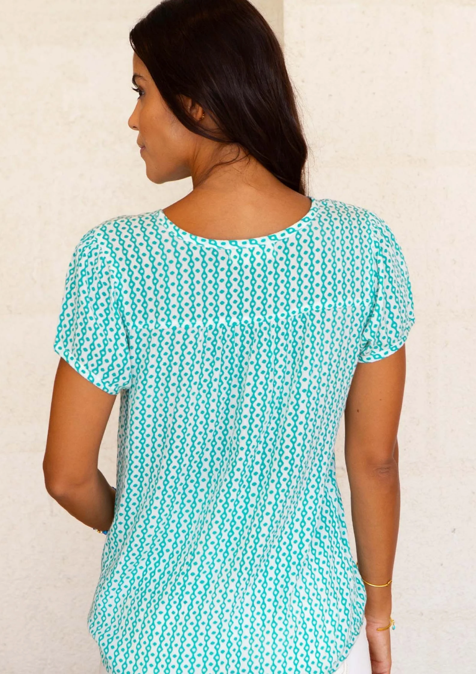 Lisbon Blouse | Santorini Border Mint/White