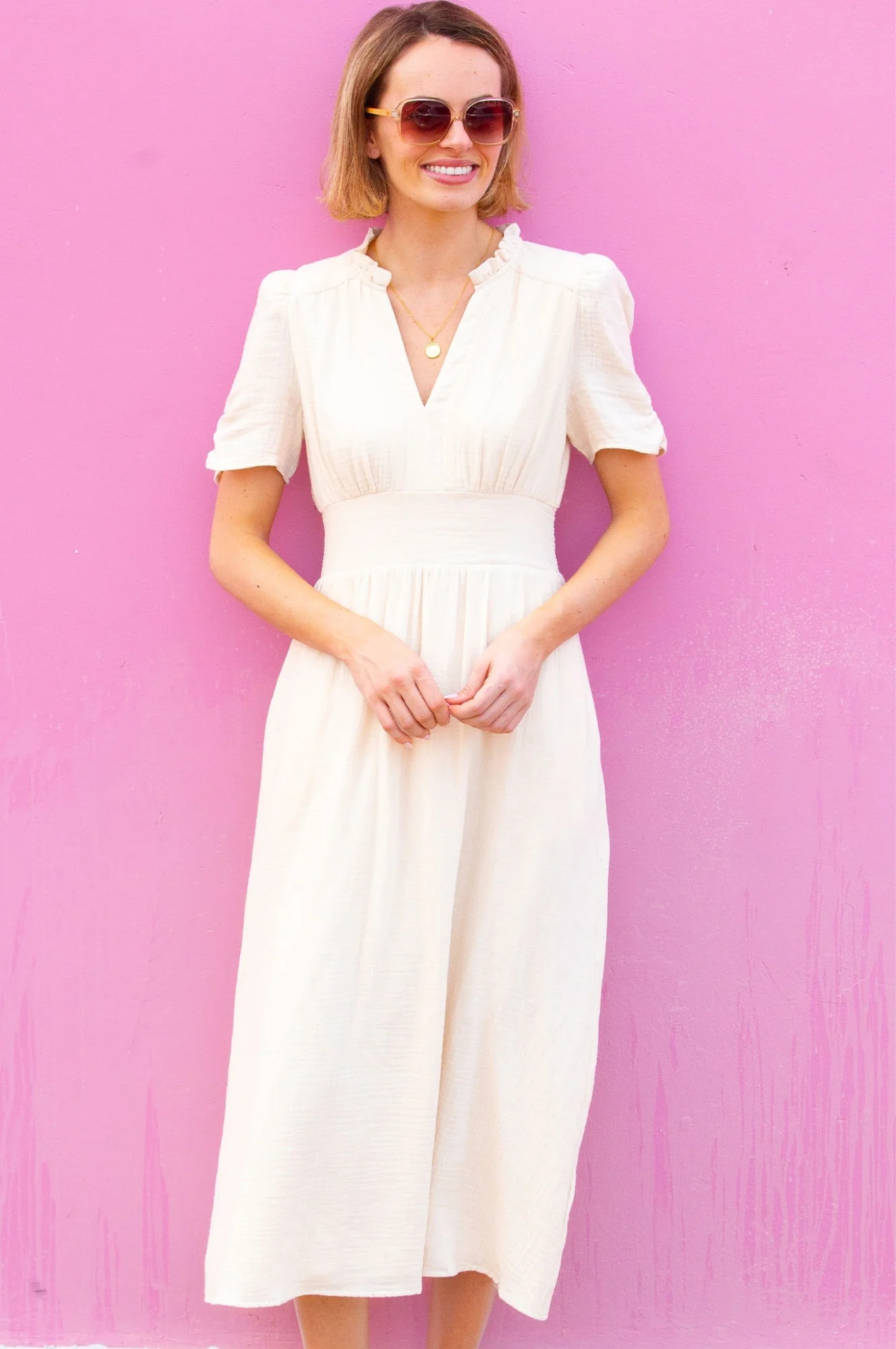 Esha Cheesecloth Dress | Ecru