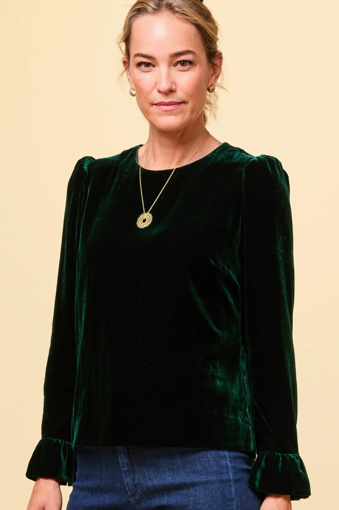 Victoria Velvet Top | Emerald