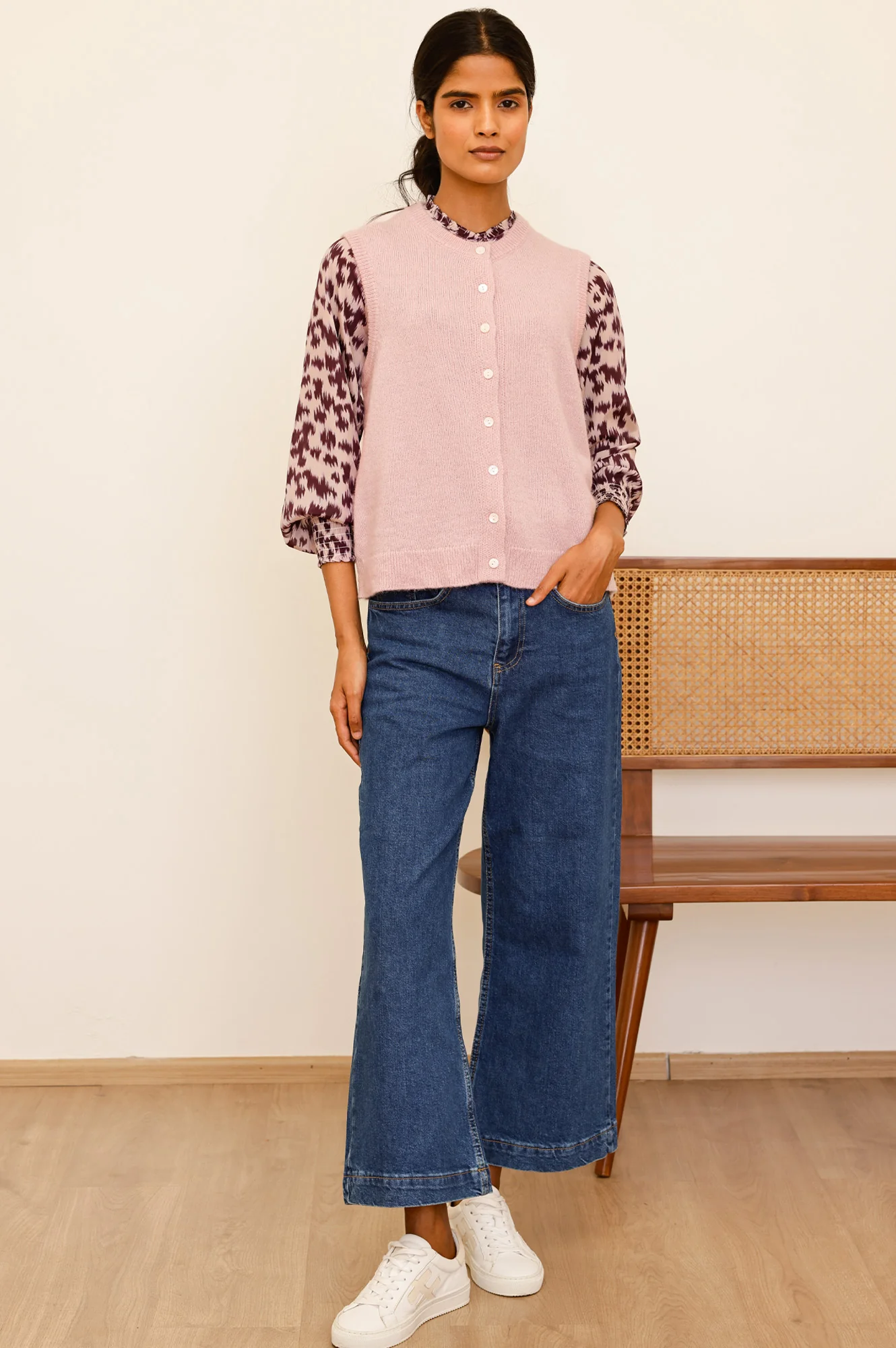 Alpaca Blend Gilet | Dusty Pink