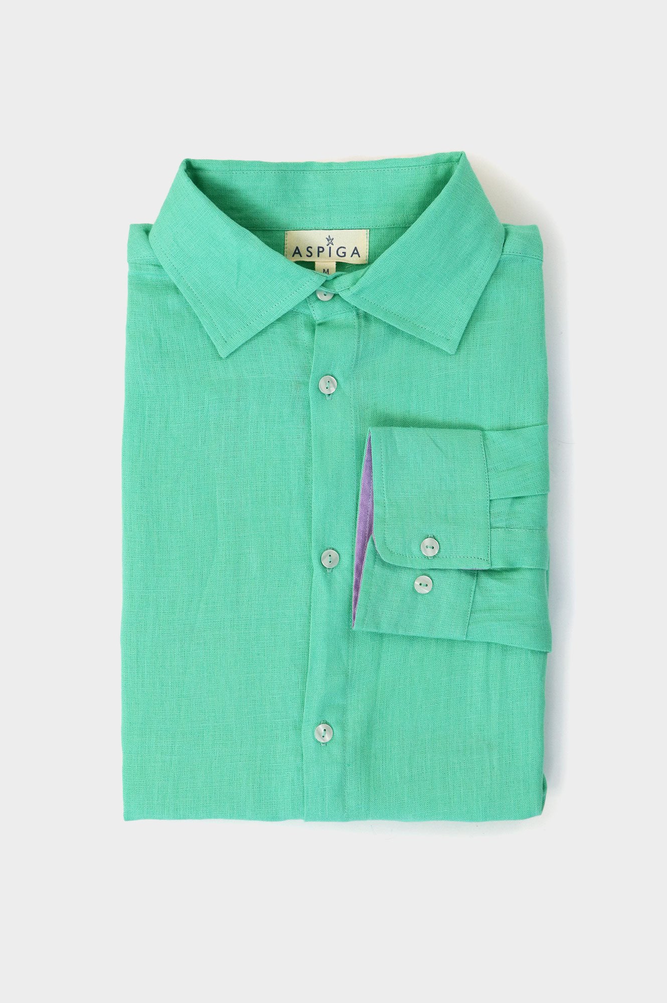 Men's Linen Shirt | Green/Light Purple