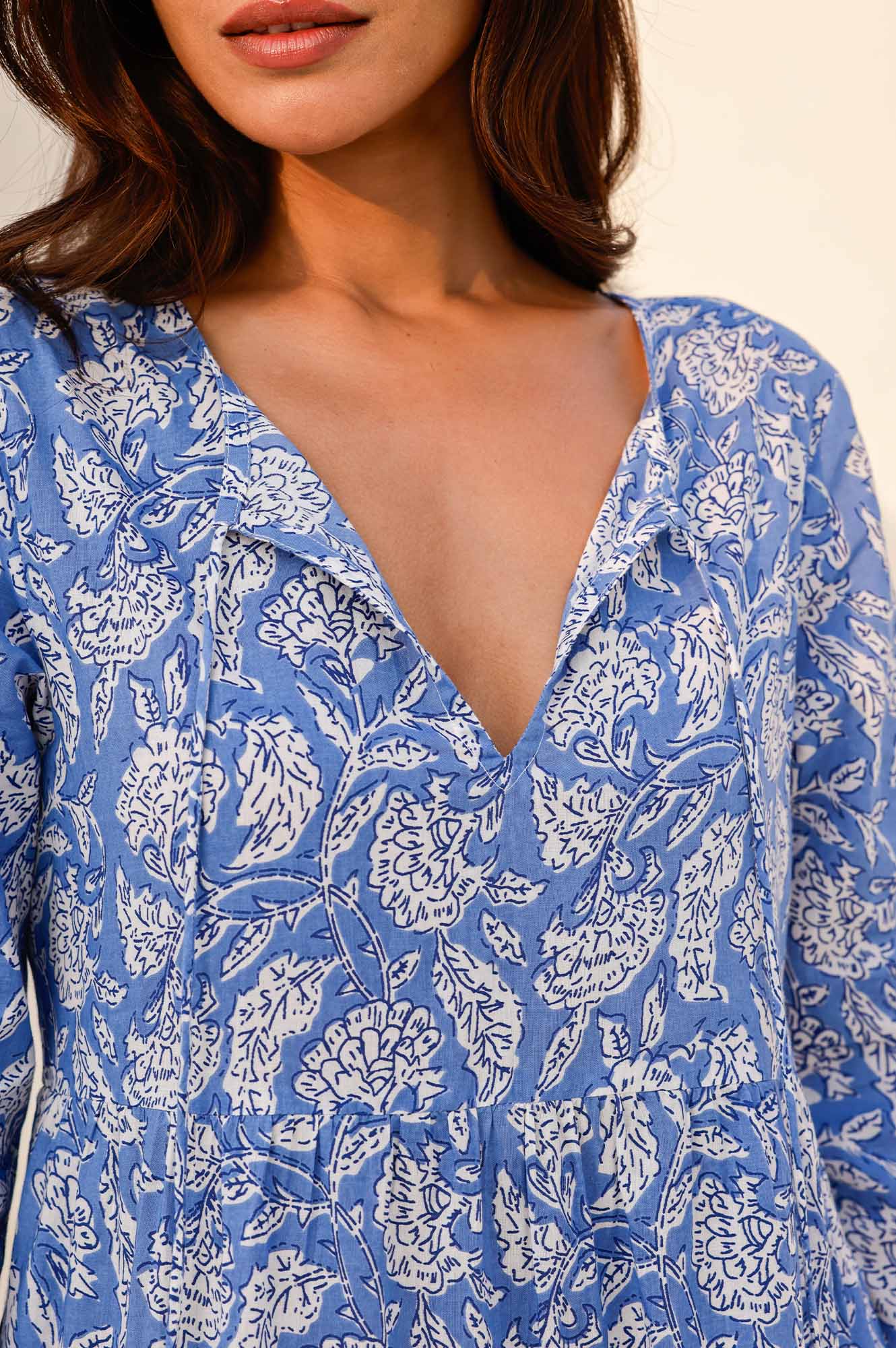 Emma Organic Cotton Dress | Blue/White