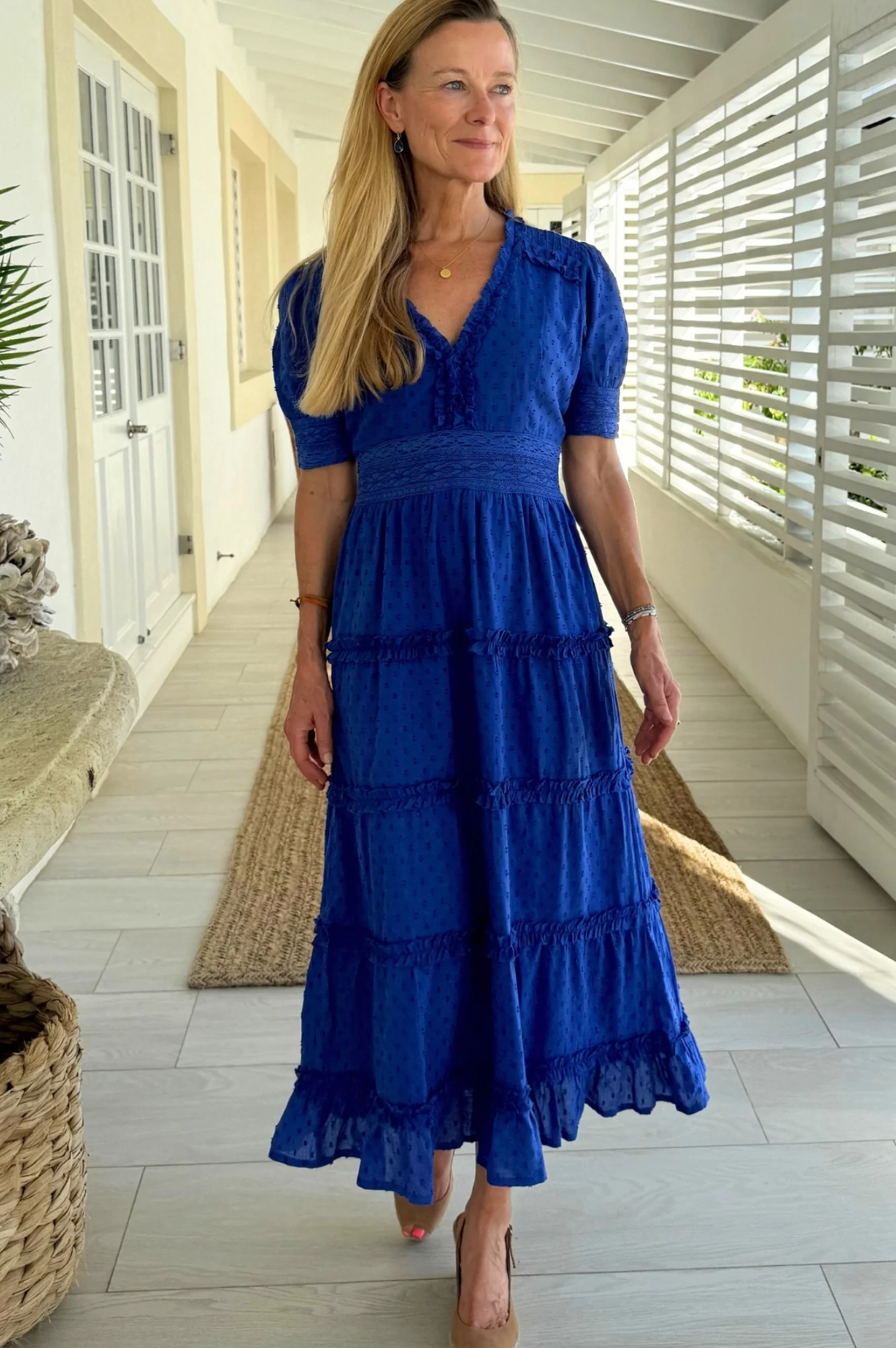 Viola Cotton Midi Dress | Cobalt