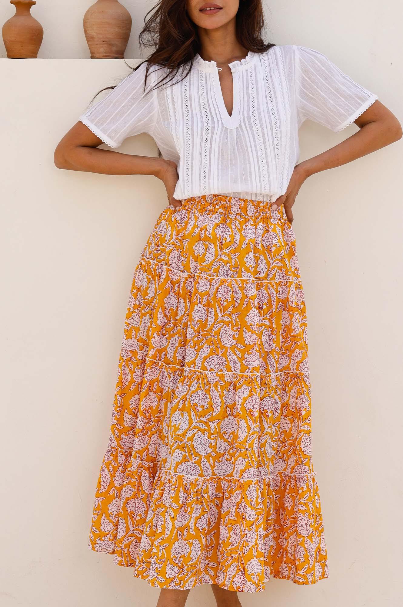 One Size Skirt | Dianthus Yellow/White