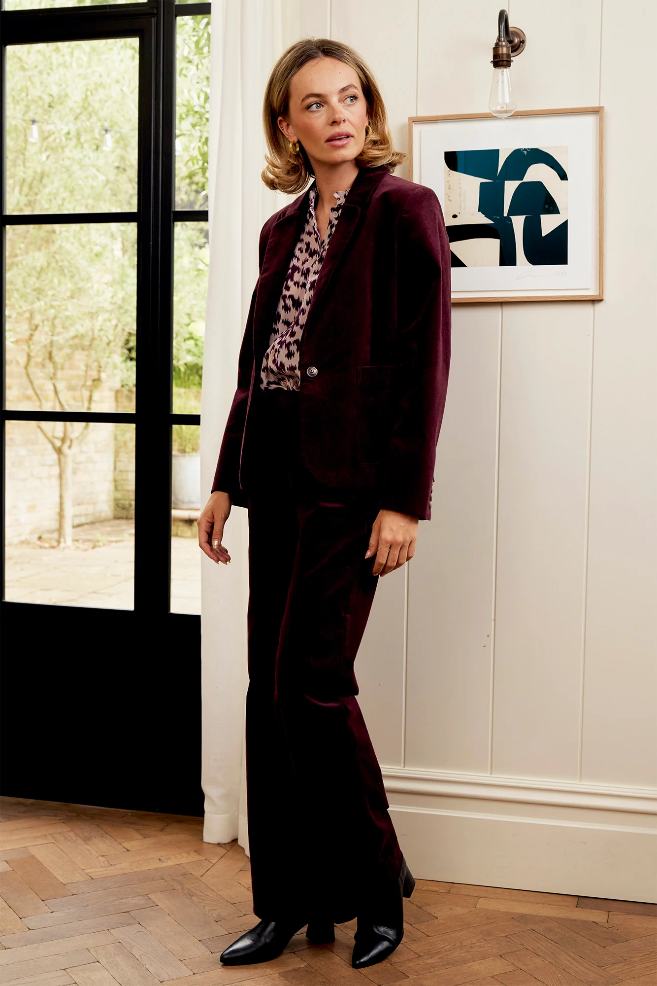 Gaia Stretch Corduroy Blazer | Burgundy