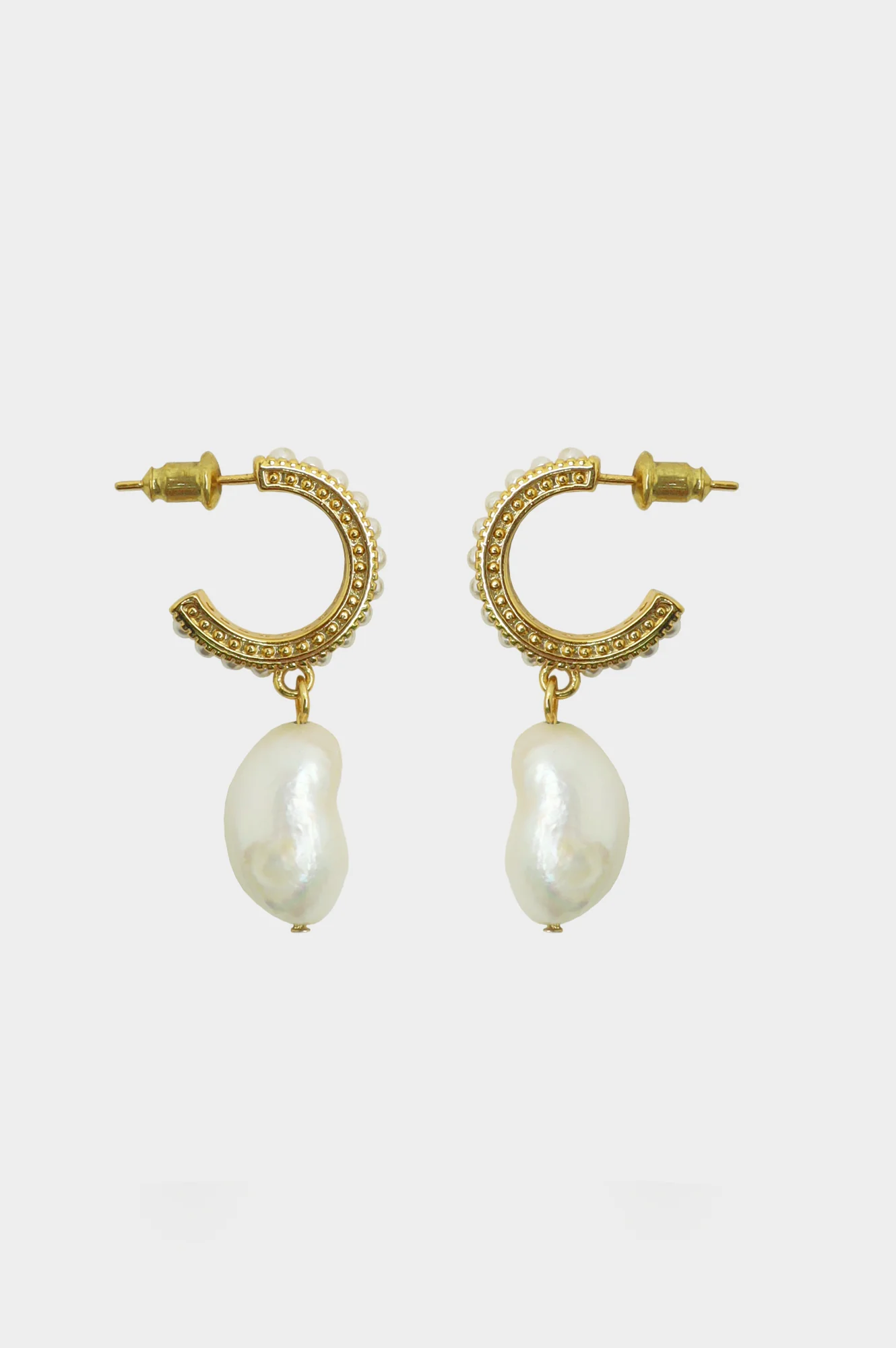 ASHIANA Pearl Drop Hoop Earrings | Gold