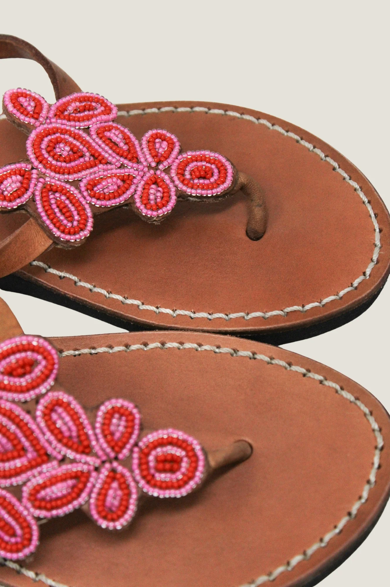 Mia Full Beaded Sandals | Pink/Red