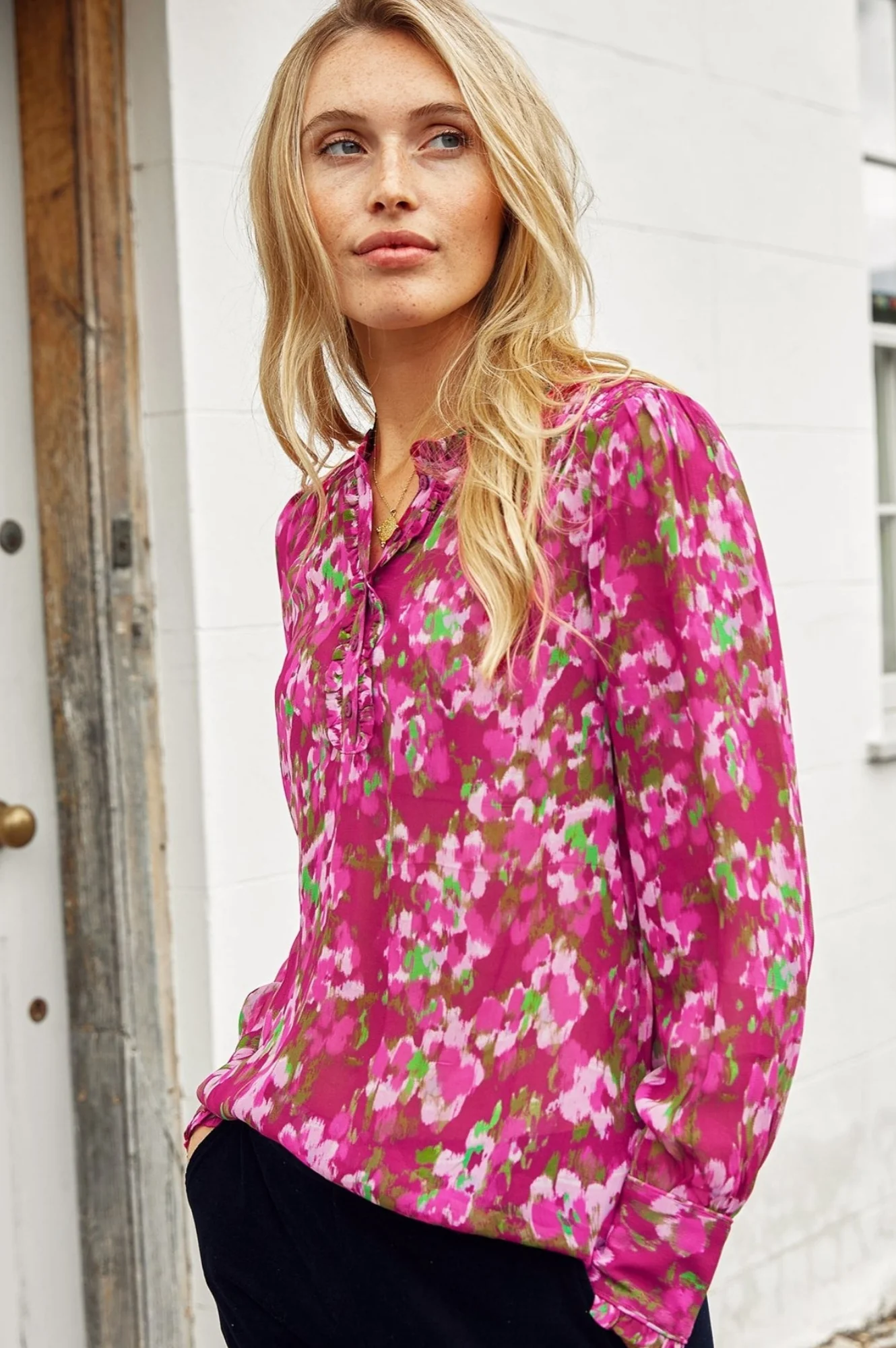 Kassidy Blouse | Hazy Floral Burgundy/Pink