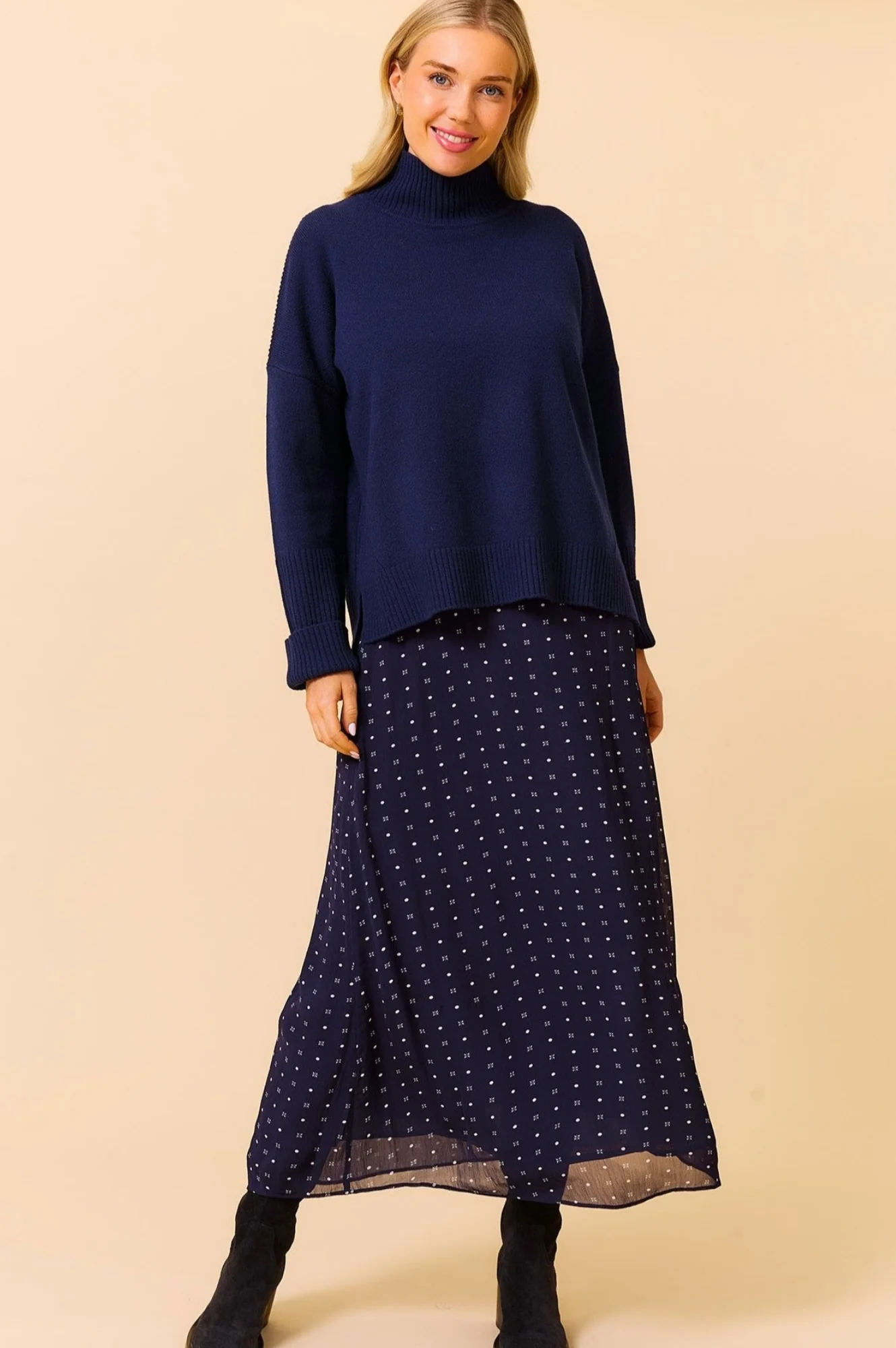 Kate Skirt | Polka Dot Navy/White