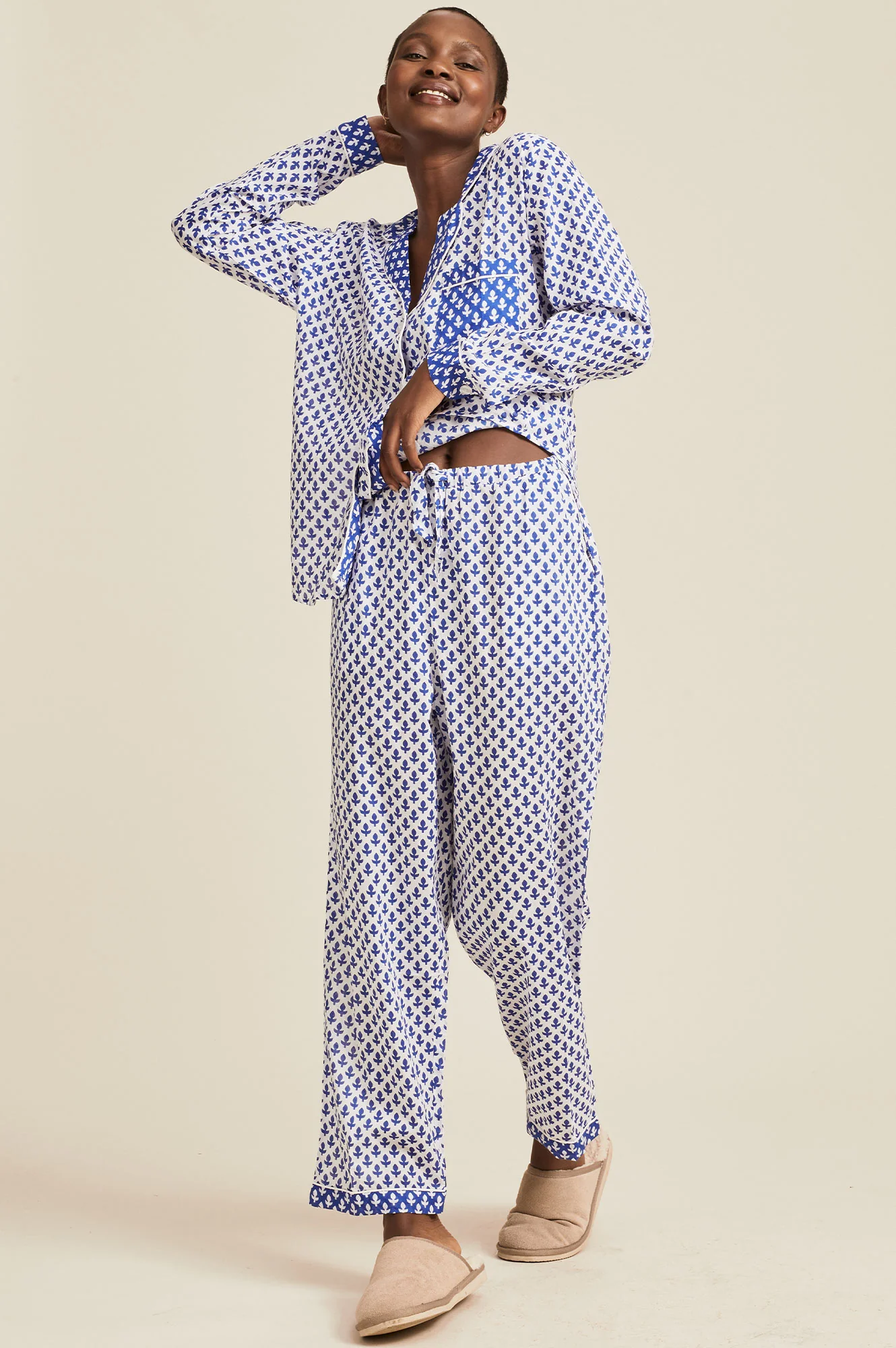 Pyjama Set | Leaf White/Blue