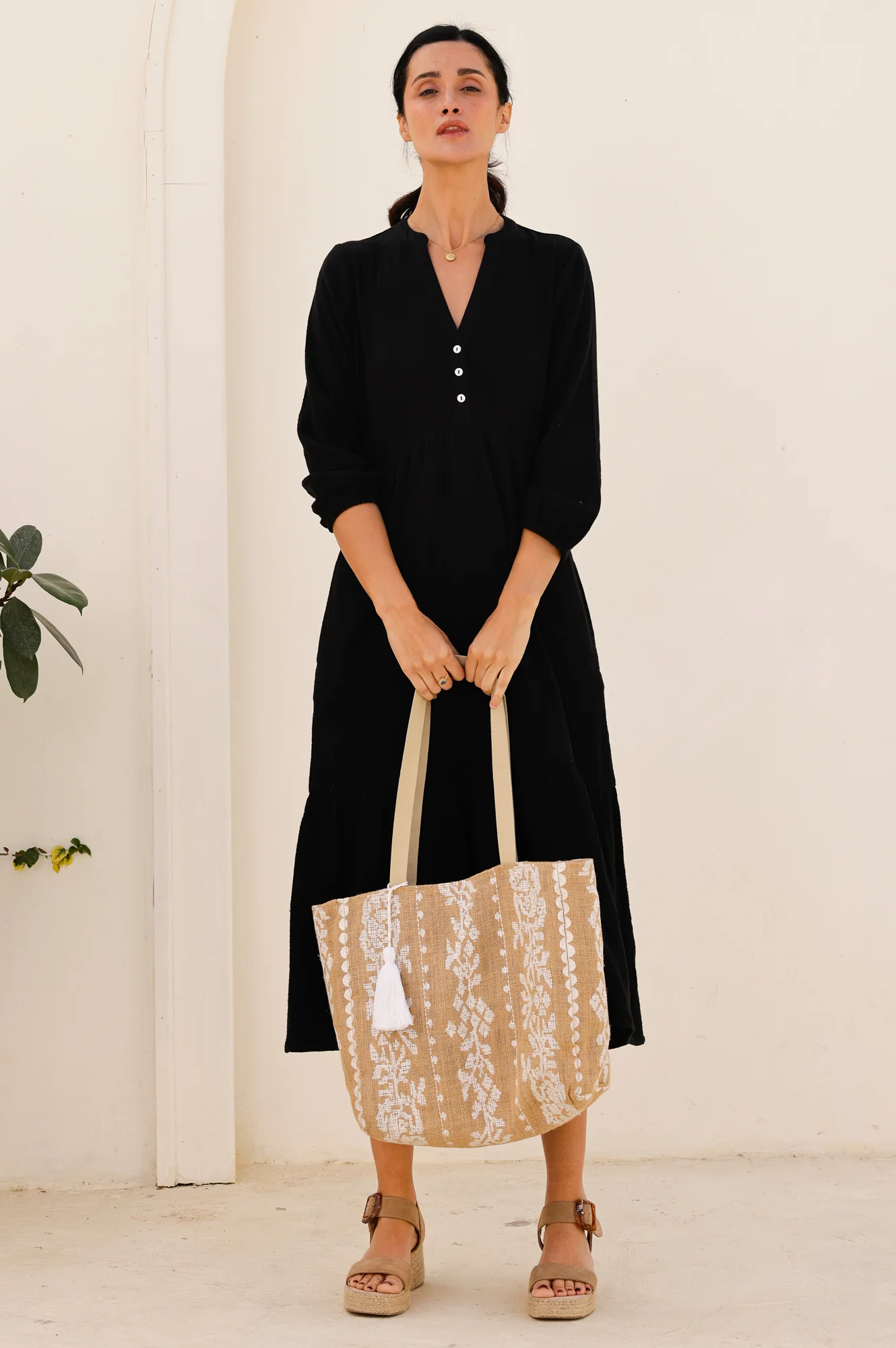 Paros Jute Bag | Natural/White