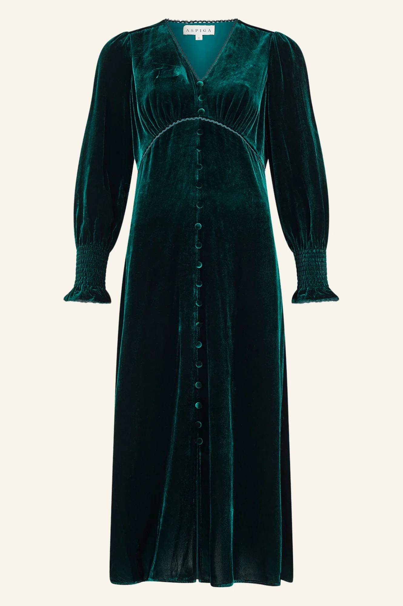 Long Sleeve Velvet Sally Anne Dress | Emerald