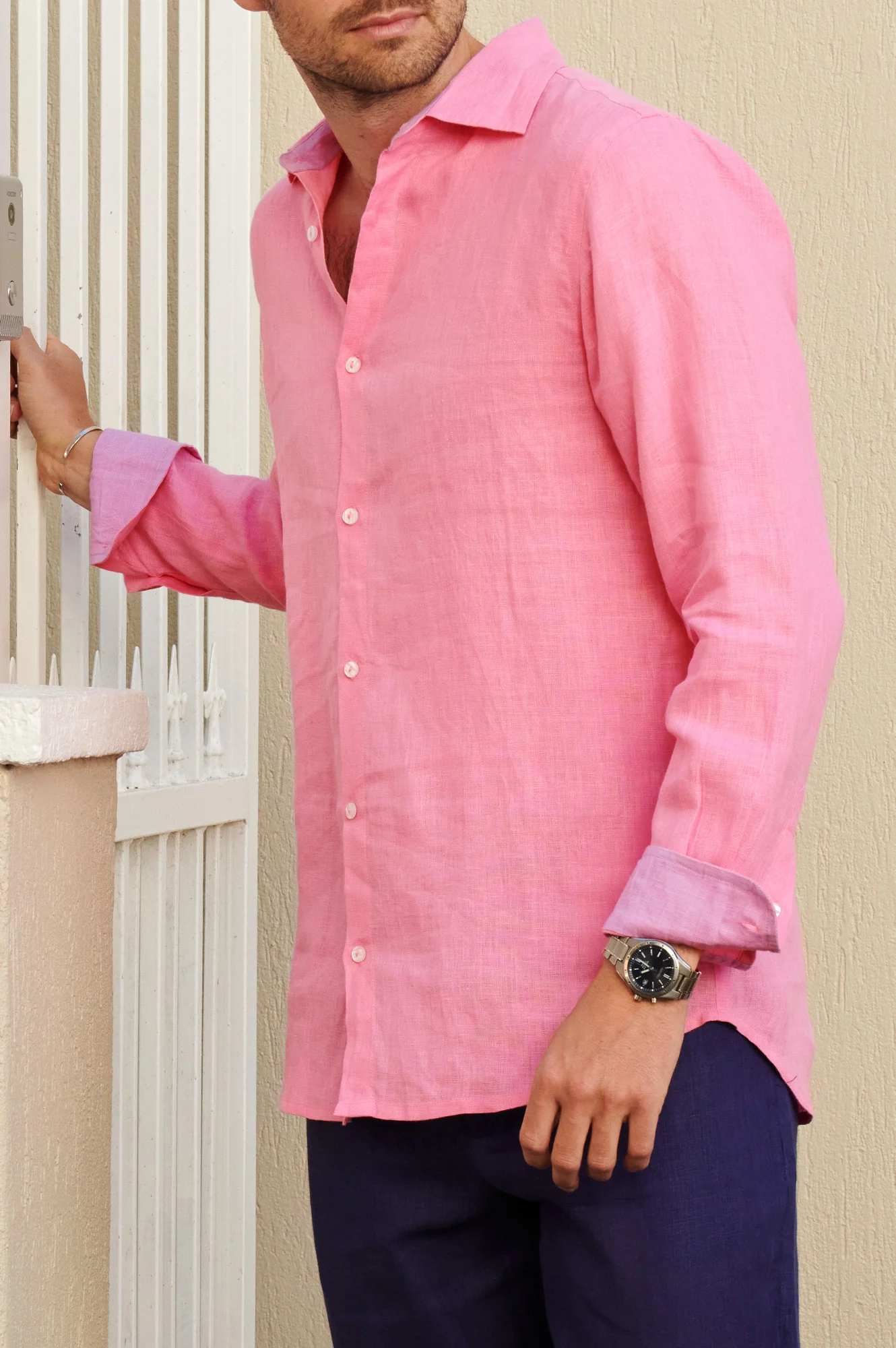 Men's Premium Linen Shirt | Pink