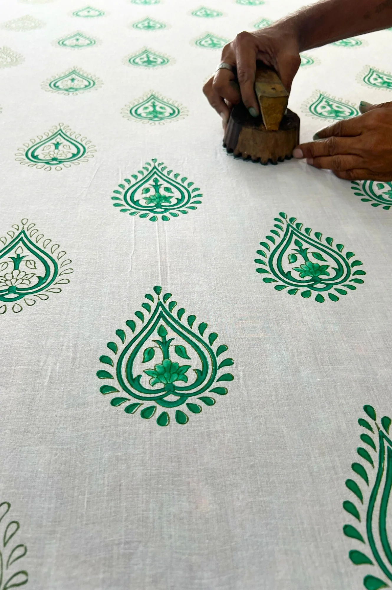 Cara Block Print Dress | Wild Flower Buta Green