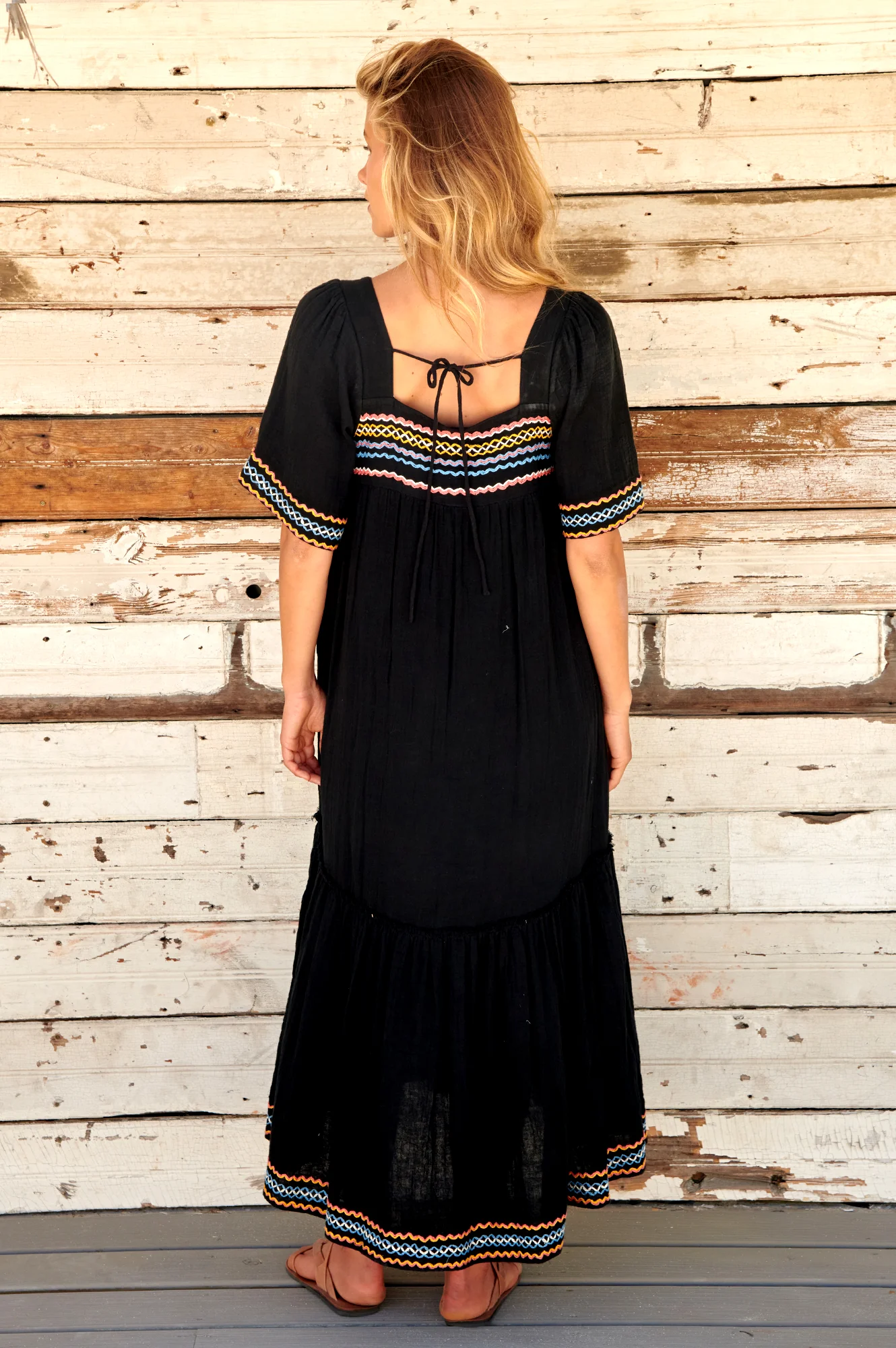 Gracie Embroidered Dress | Black/ Multi