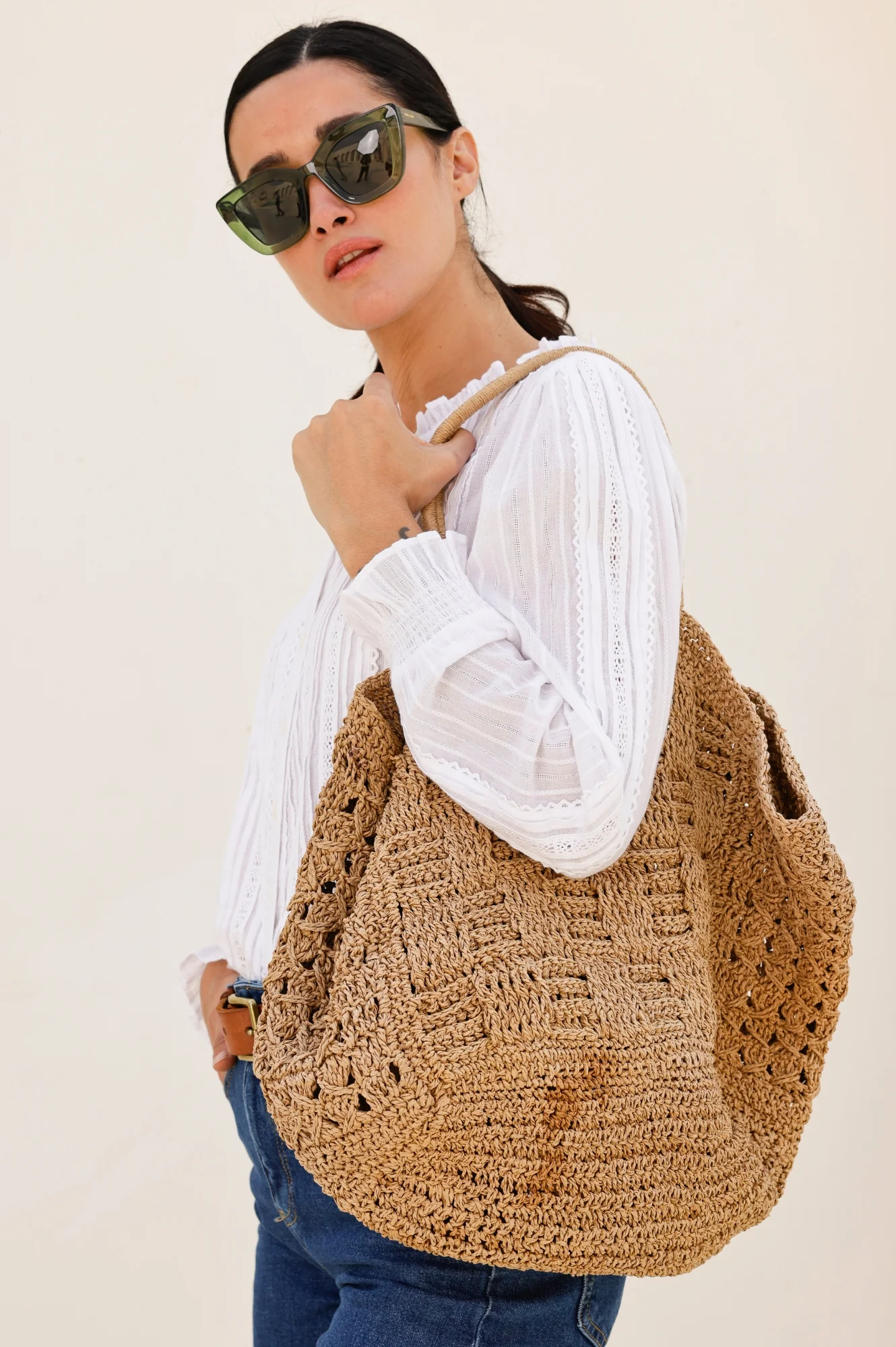 Raffia Tote Bag | Brown