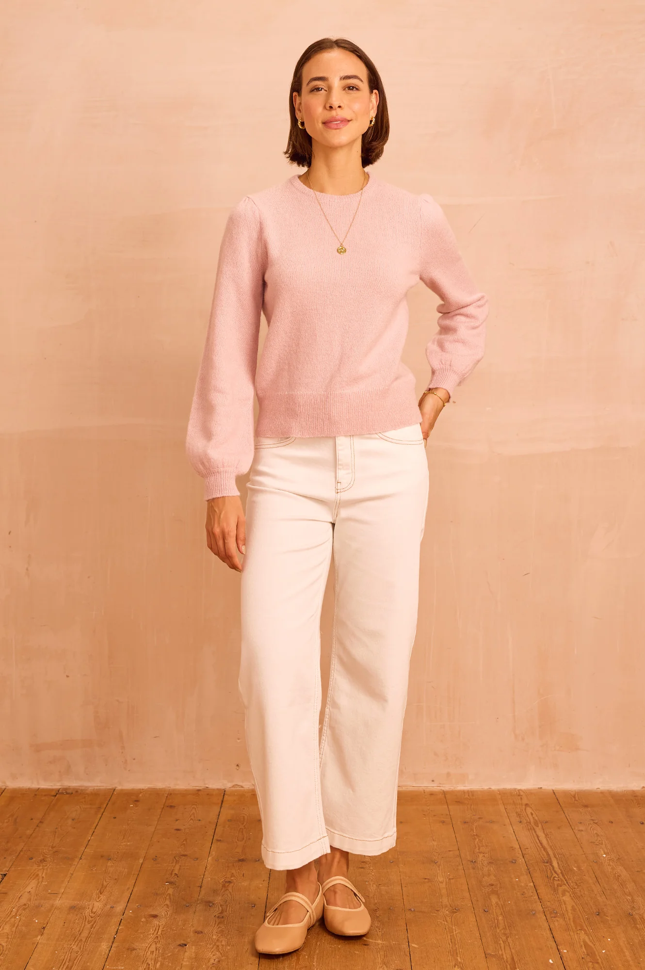 Alpaca Blend Puff Sleeve Jumper | Dusty Pink