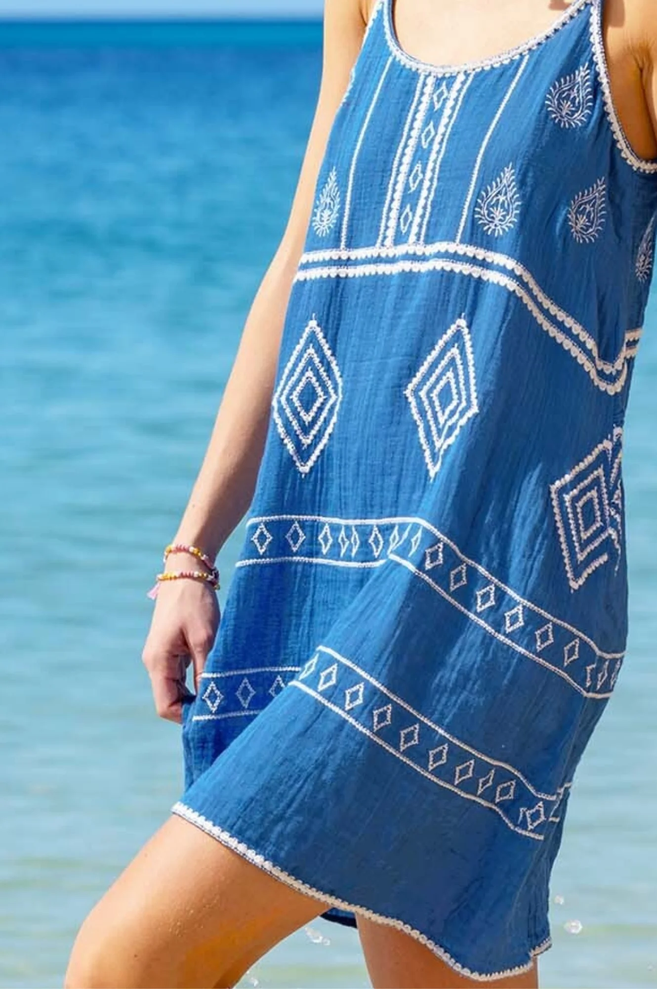 Imogen Dress | Cobalt/White