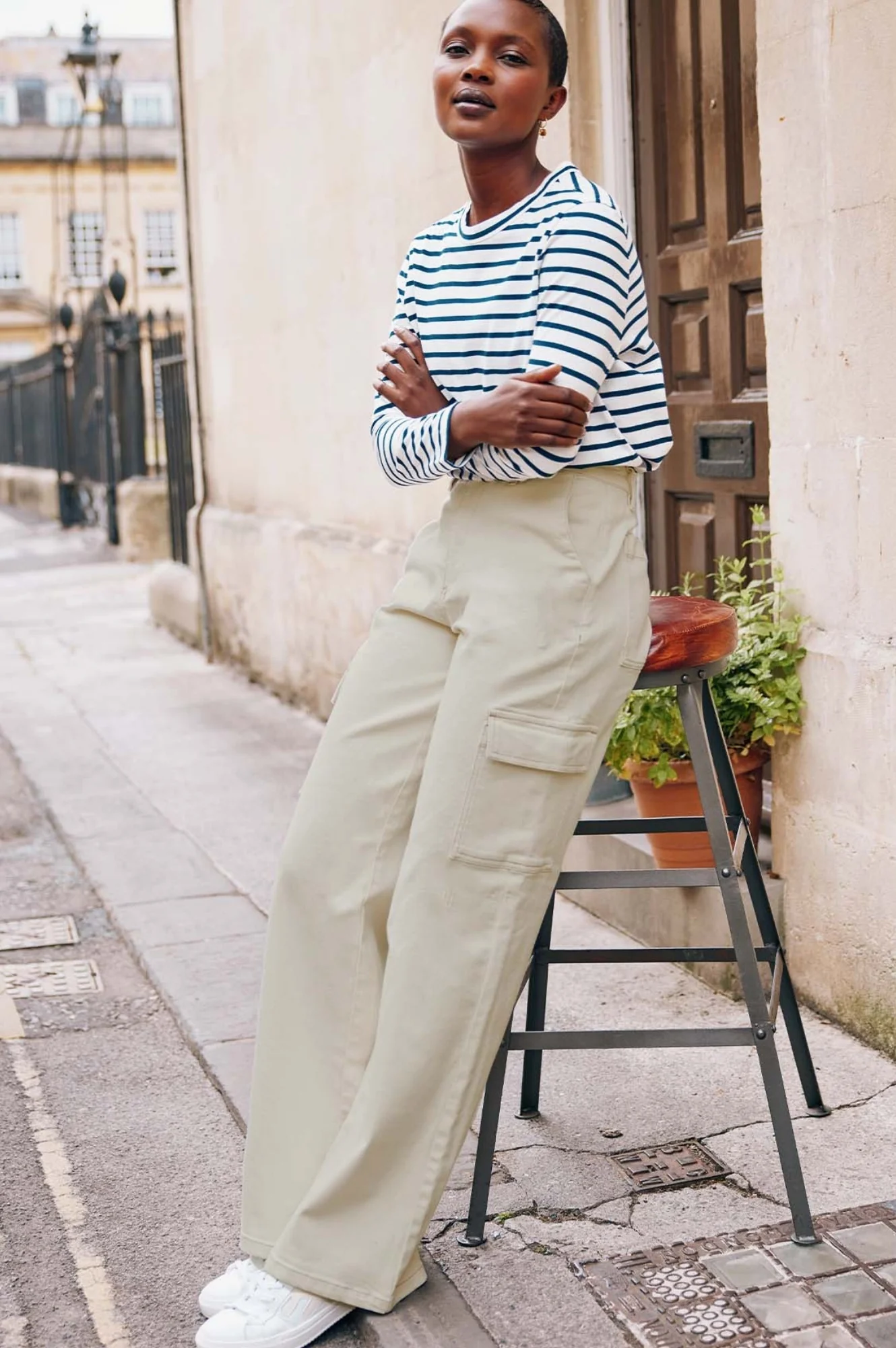 Erin Cargo Straight Leg Jeans | Cream