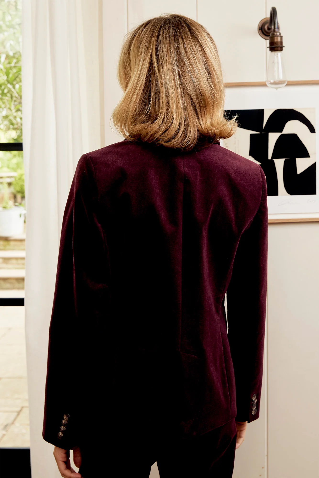 Gaia Stretch Corduroy Blazer | Burgundy