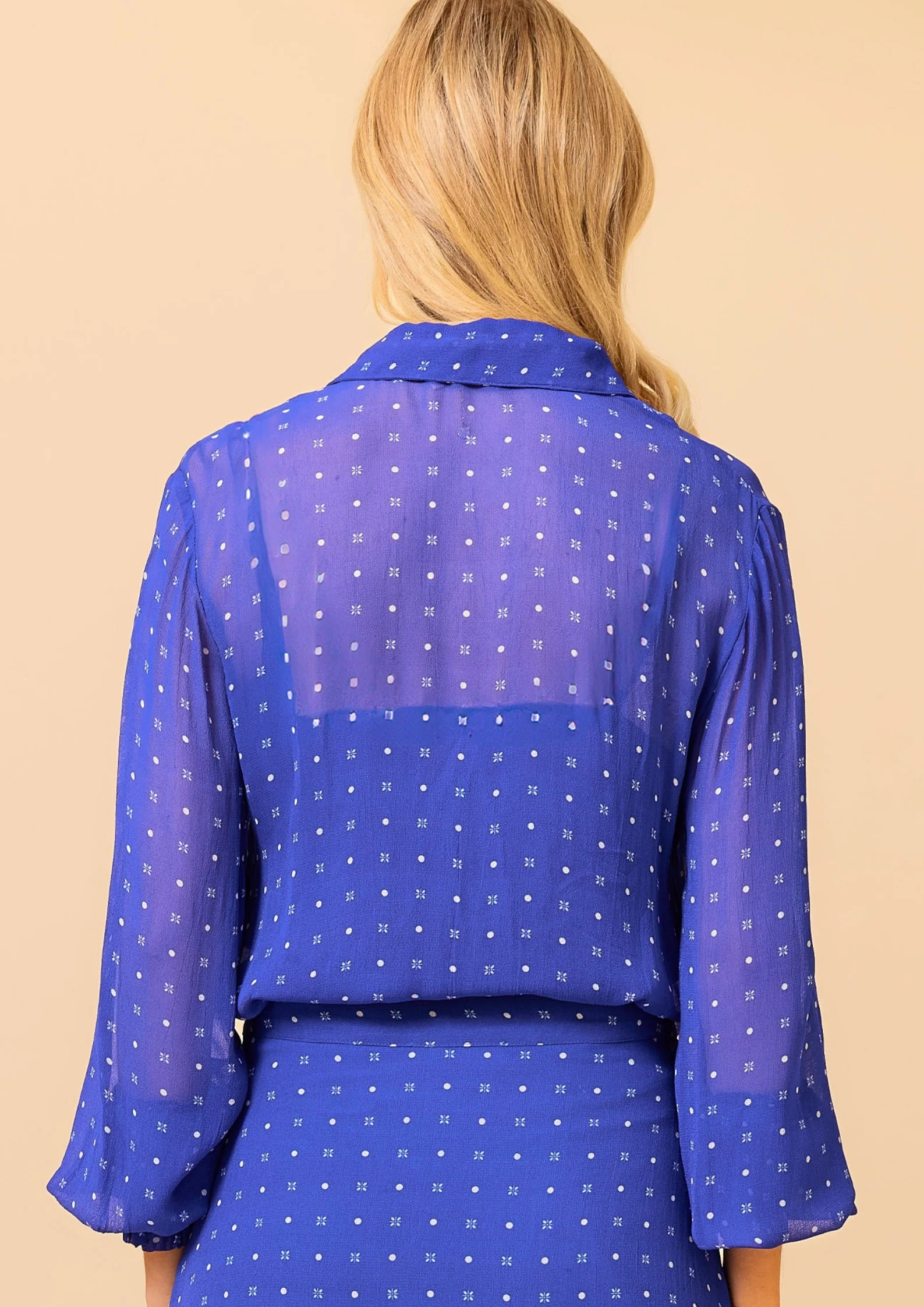 Ffion Blouse | Polka Dot Cobalt/White