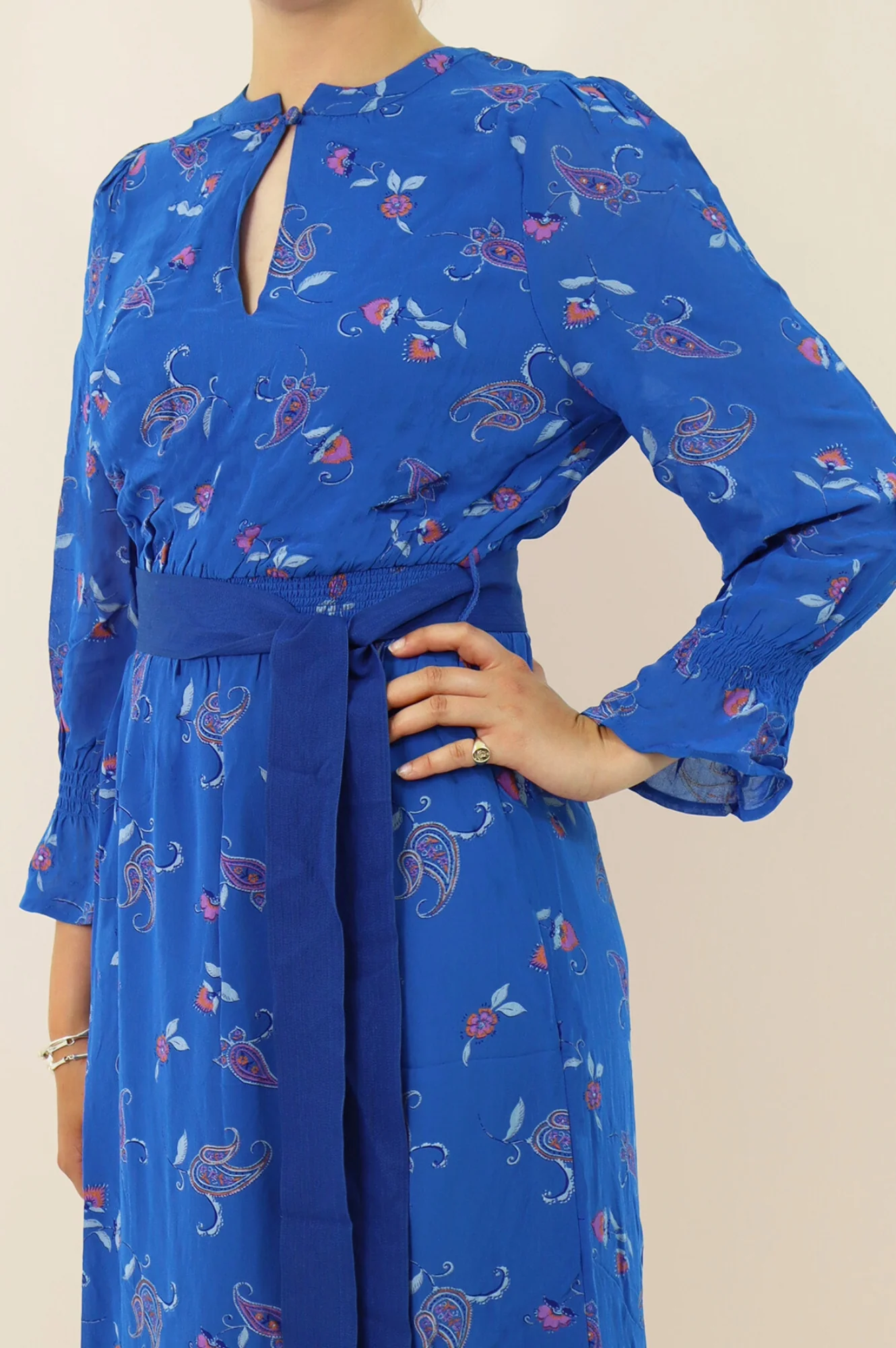 Maeve Georgette Dress | Budding Paisley Cobalt/Orange