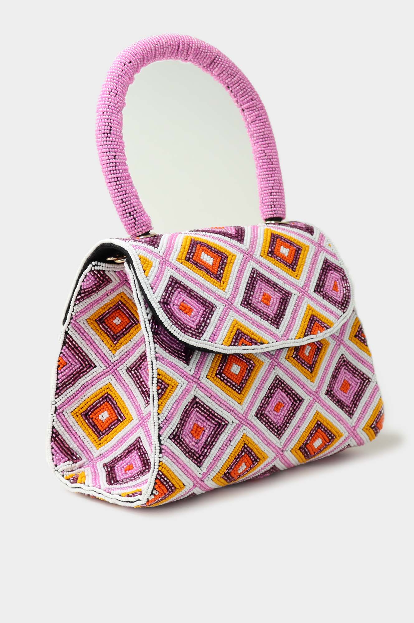 Beaded strap handbag