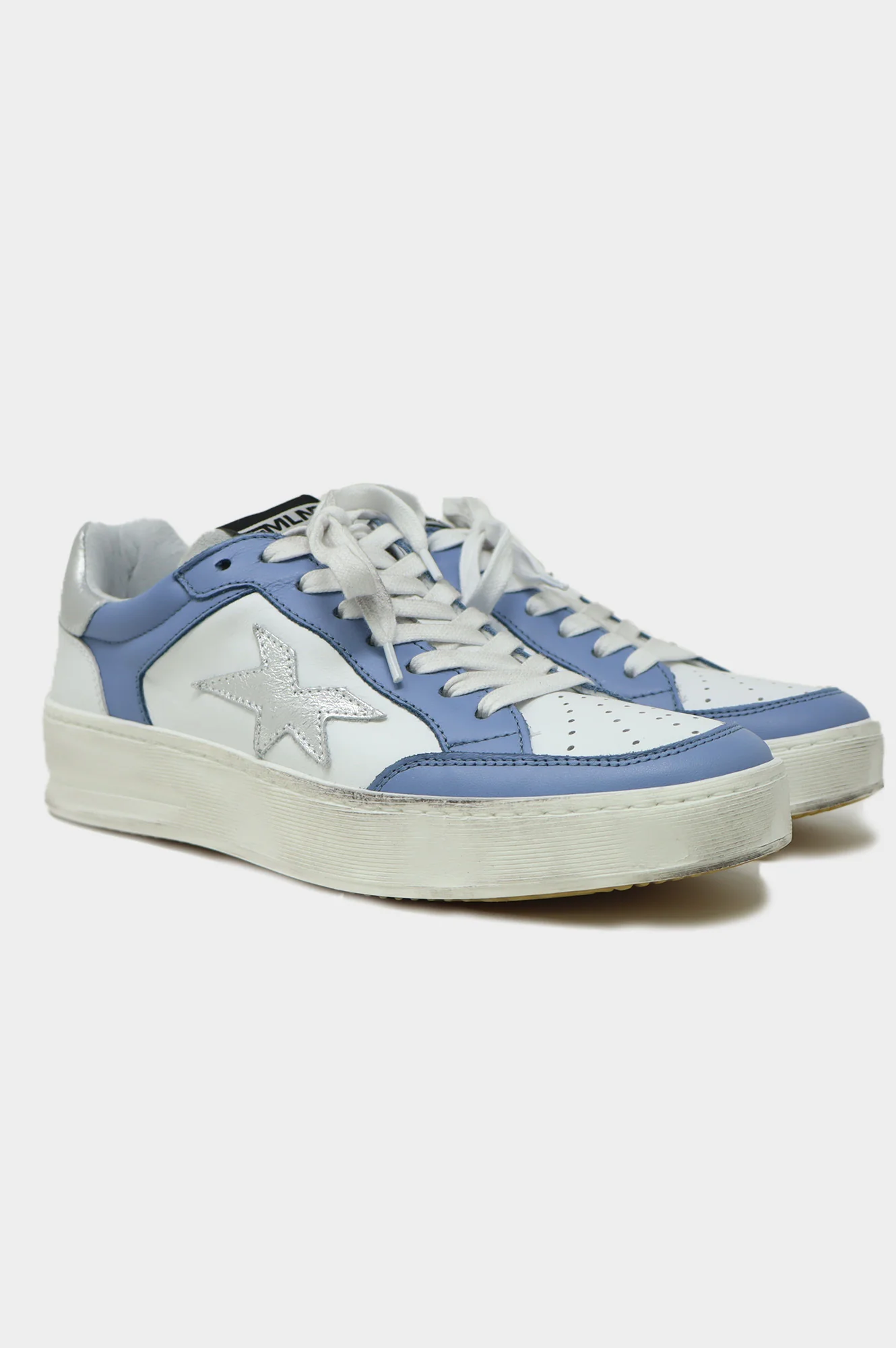 MELINE Vintage Effect Star Trainers | Blue/White