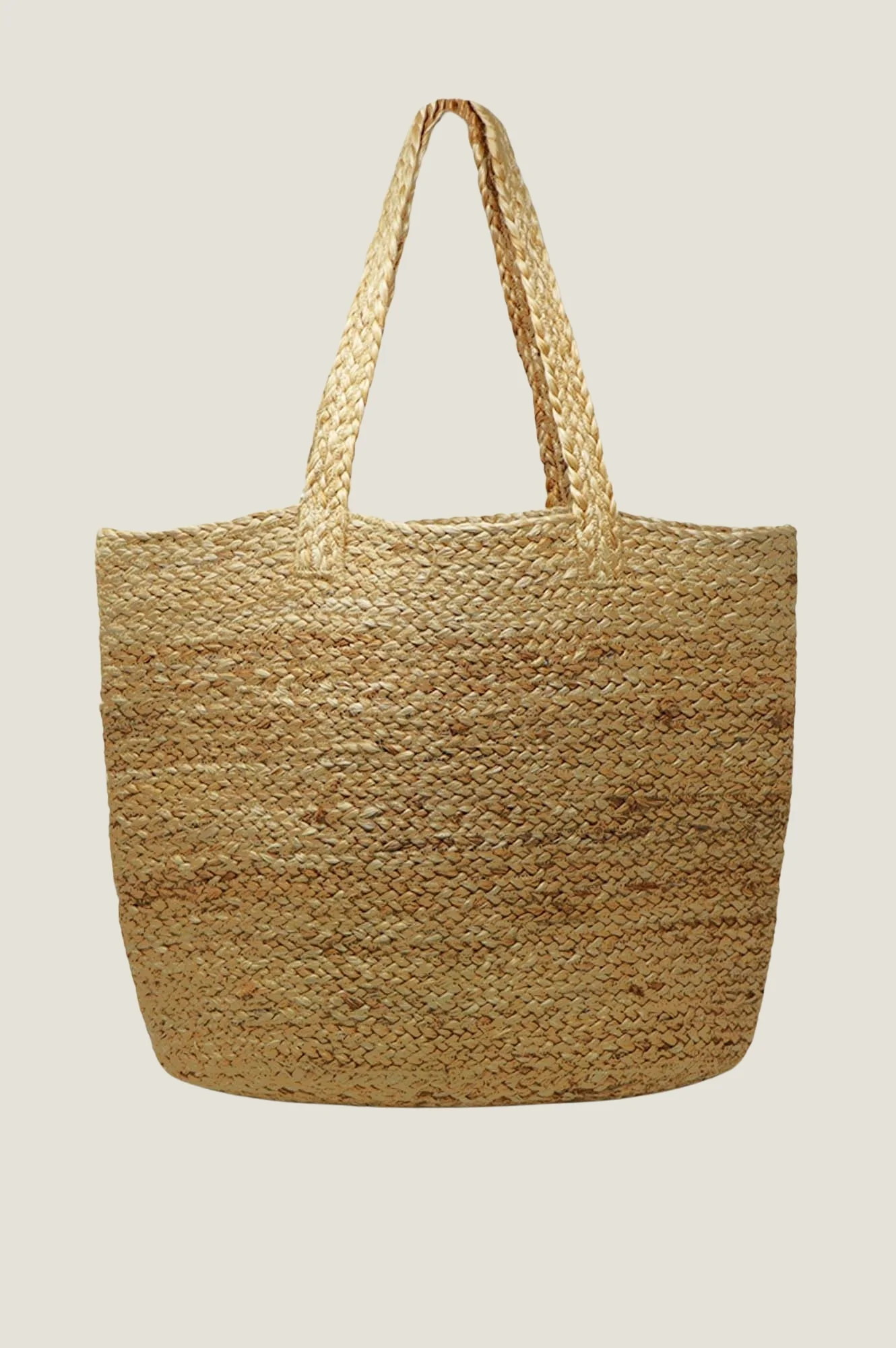 Jute Pom Pom Tote | Taupe/Cream