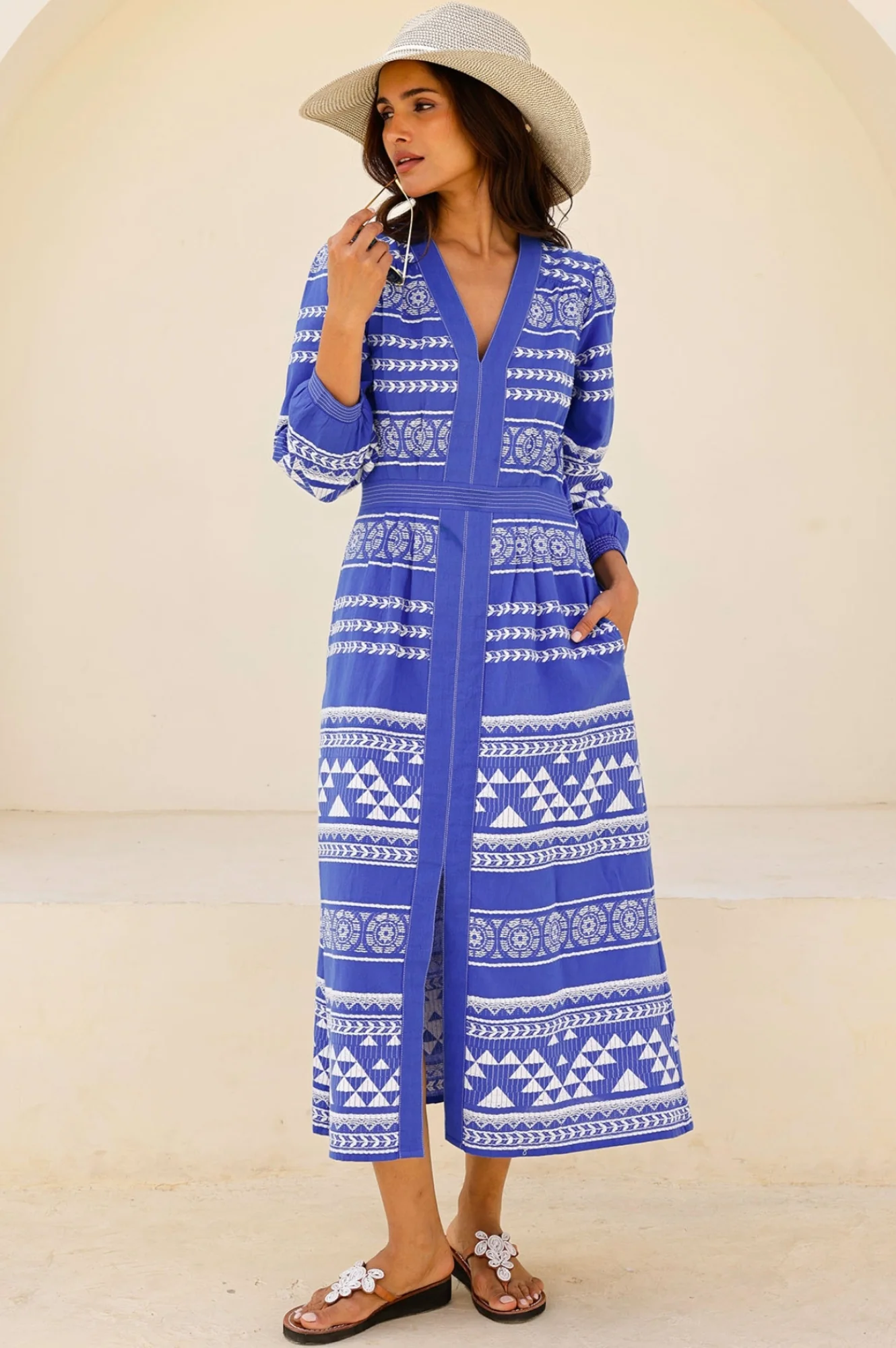 Jamila Jacquard Dress | Cobalt/White