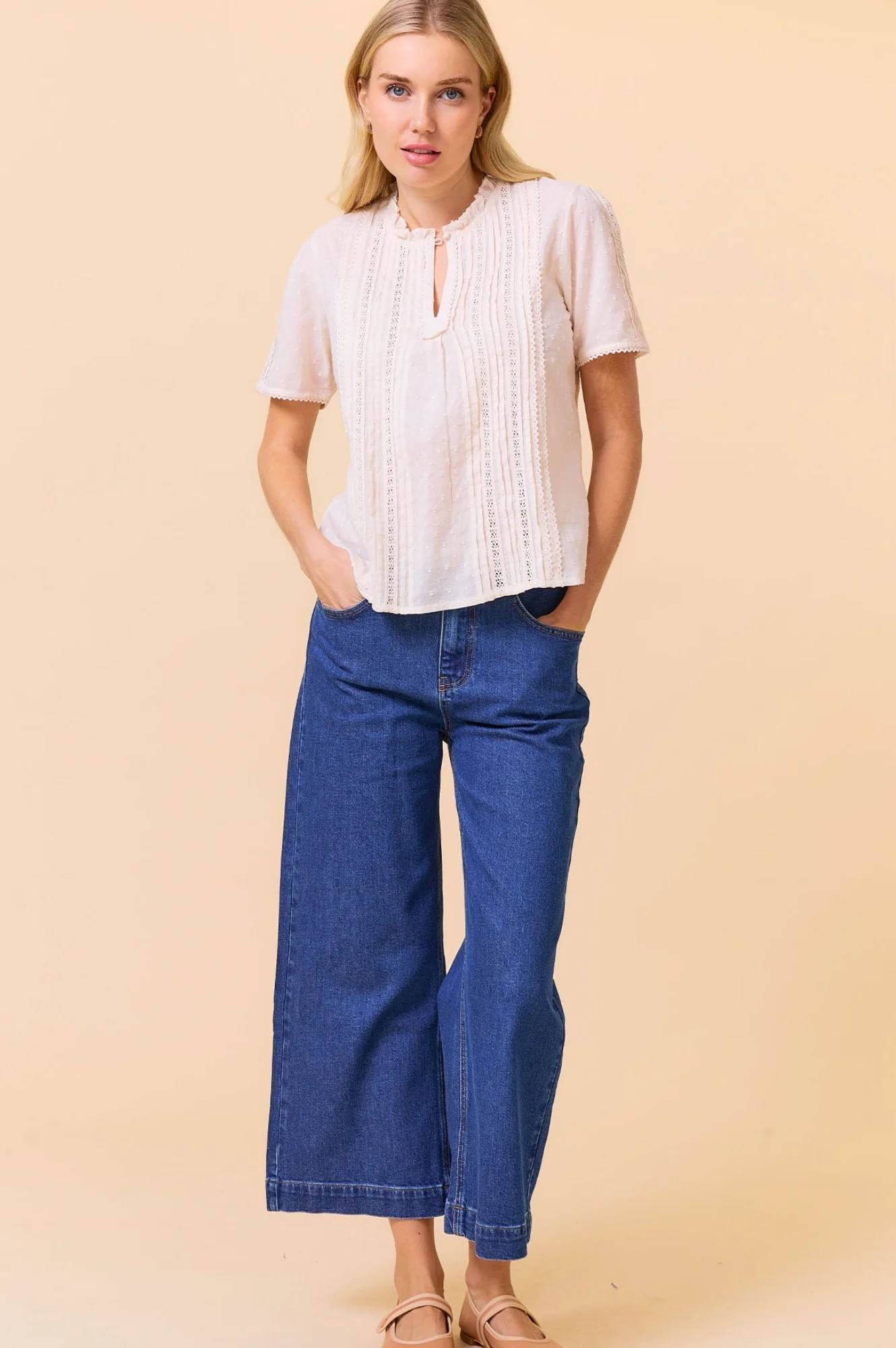 Vienna Short Sleeve Blouse | Cream