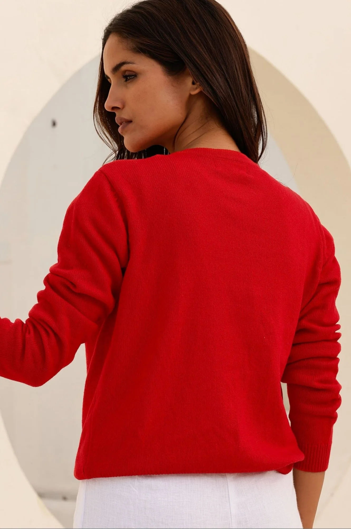 Merino Wool Classic Cardigan | Red