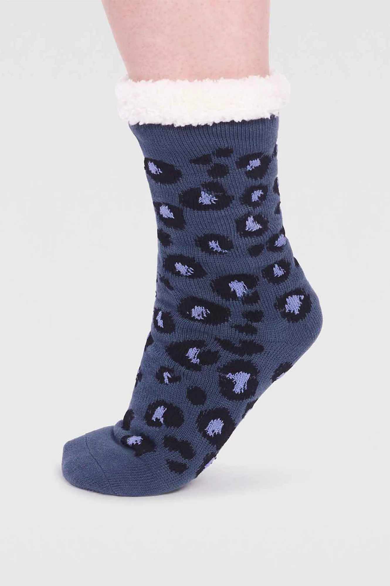 Ladies' Sabel Organic Cotton Animal Cabin Sock | Blue Slate