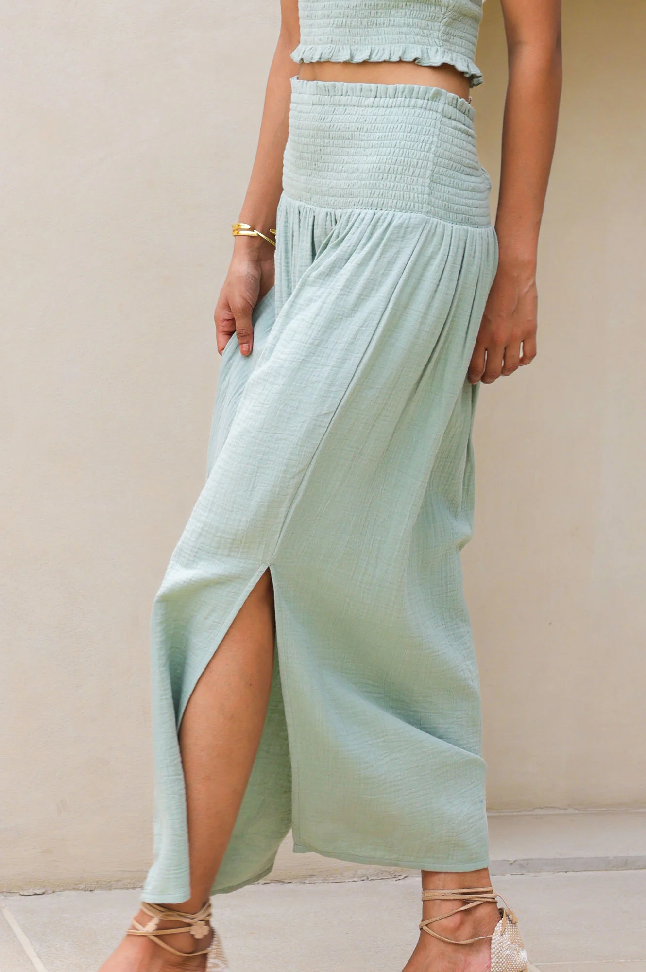 Brady Cheesecloth Skirt | Light Khaki