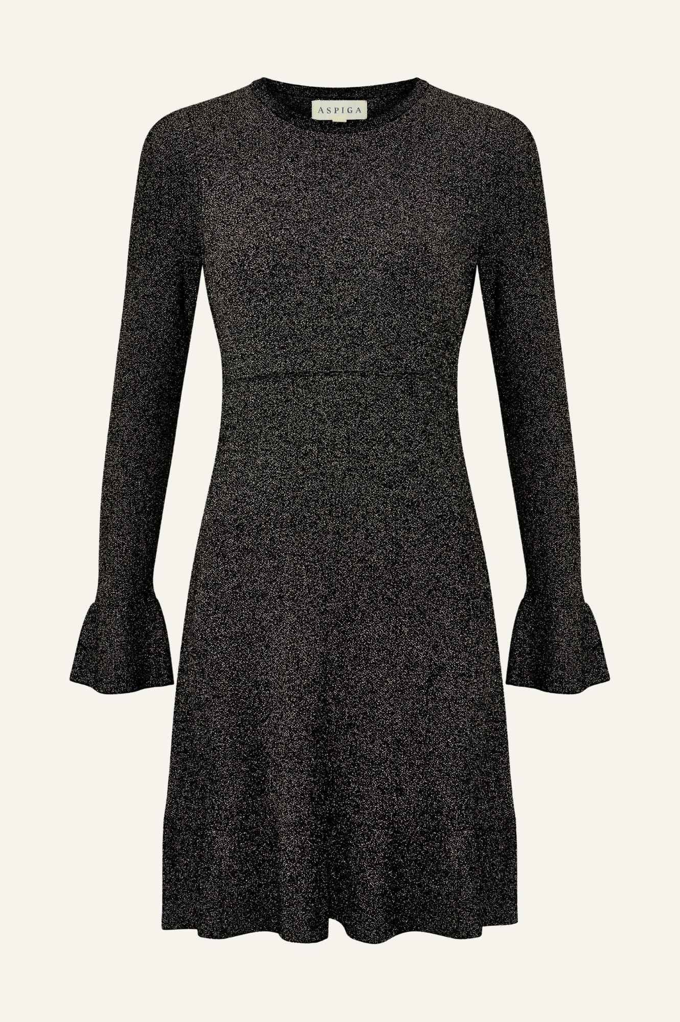 Metallic Knit Short Dress | Black/Gold