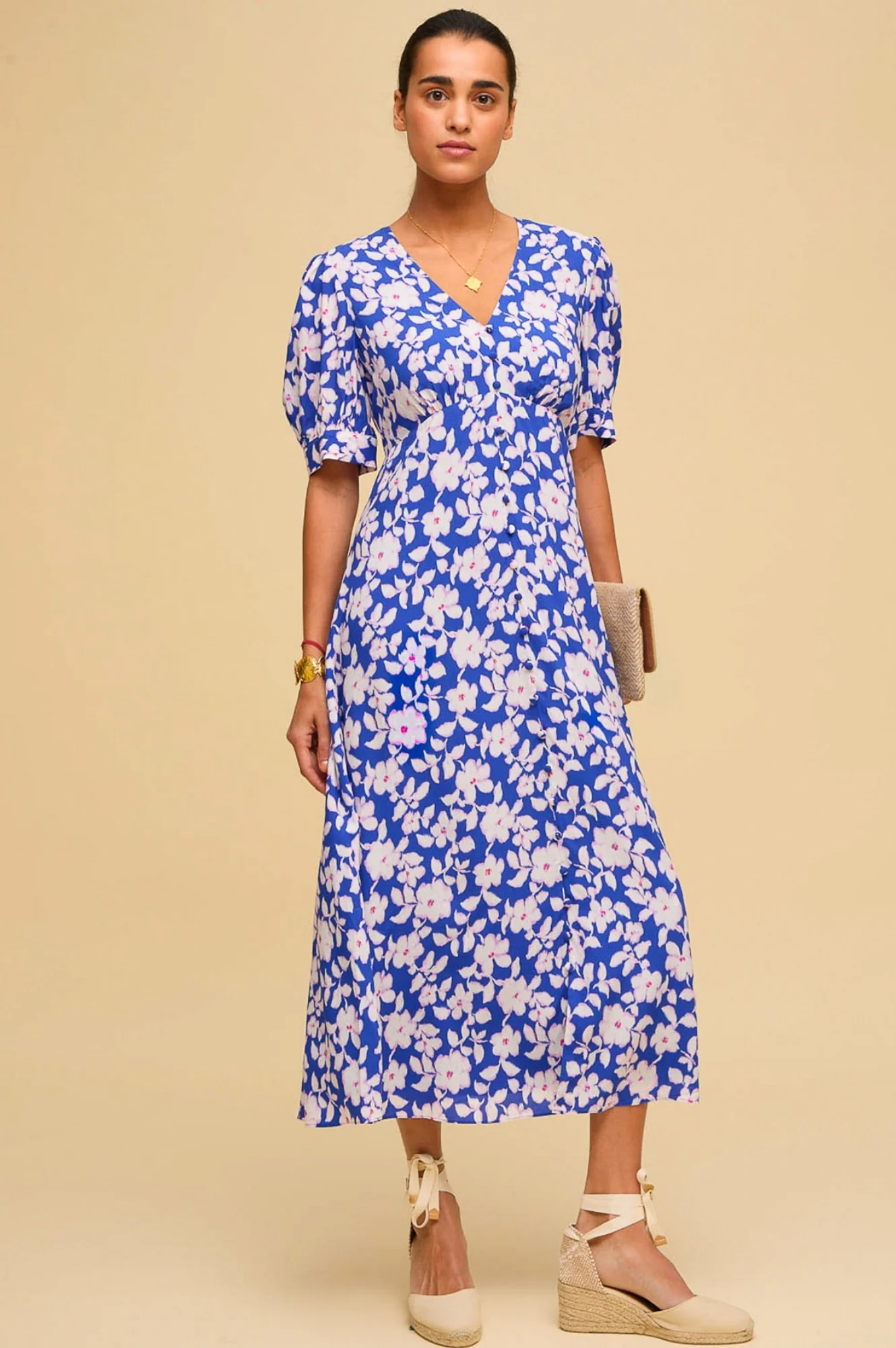 Anne Tea EcoVero™ Dress | Blossom Cobalt/Pink