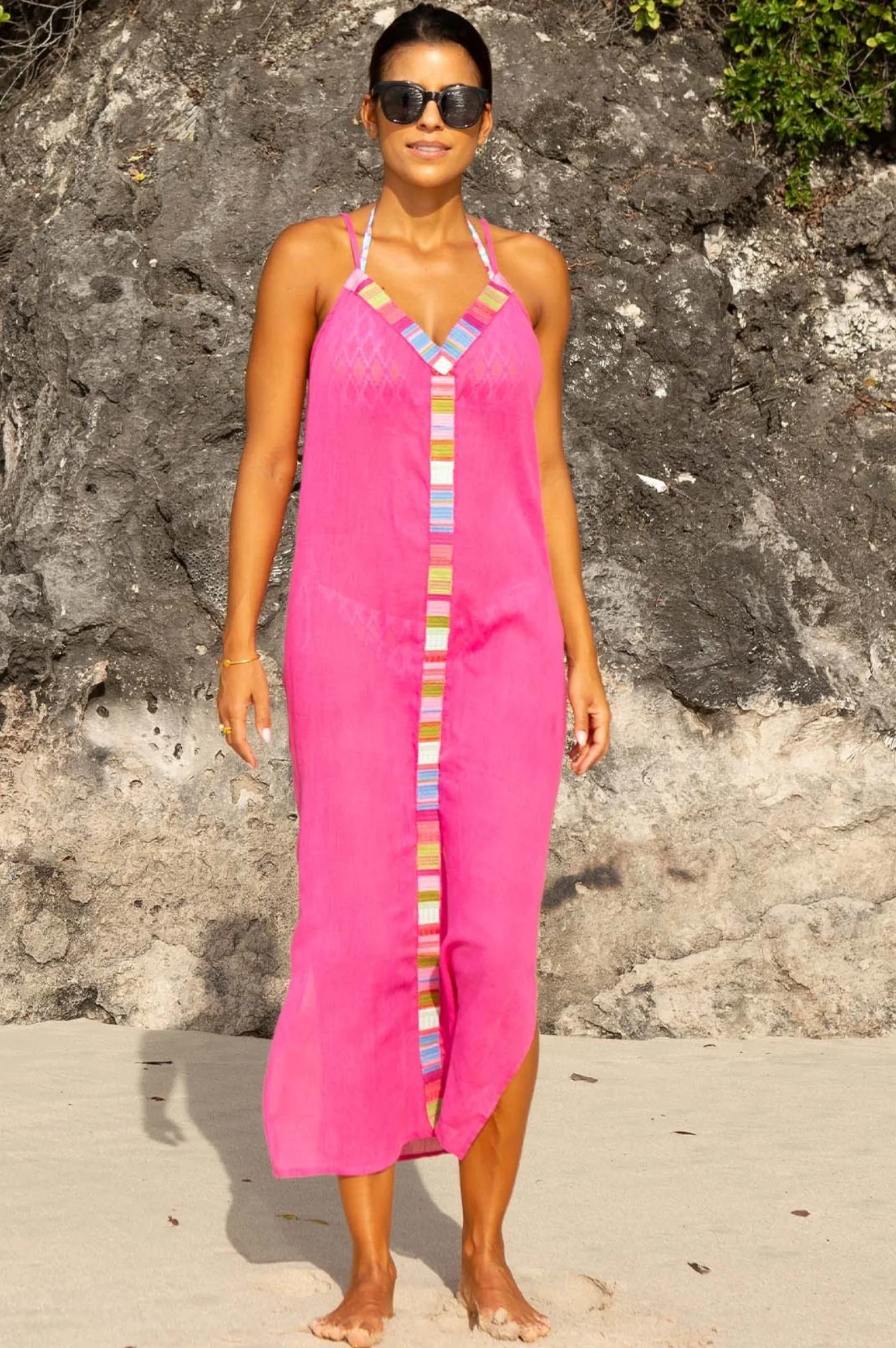 Ipanema Embroidered Dress | Pink/Multi