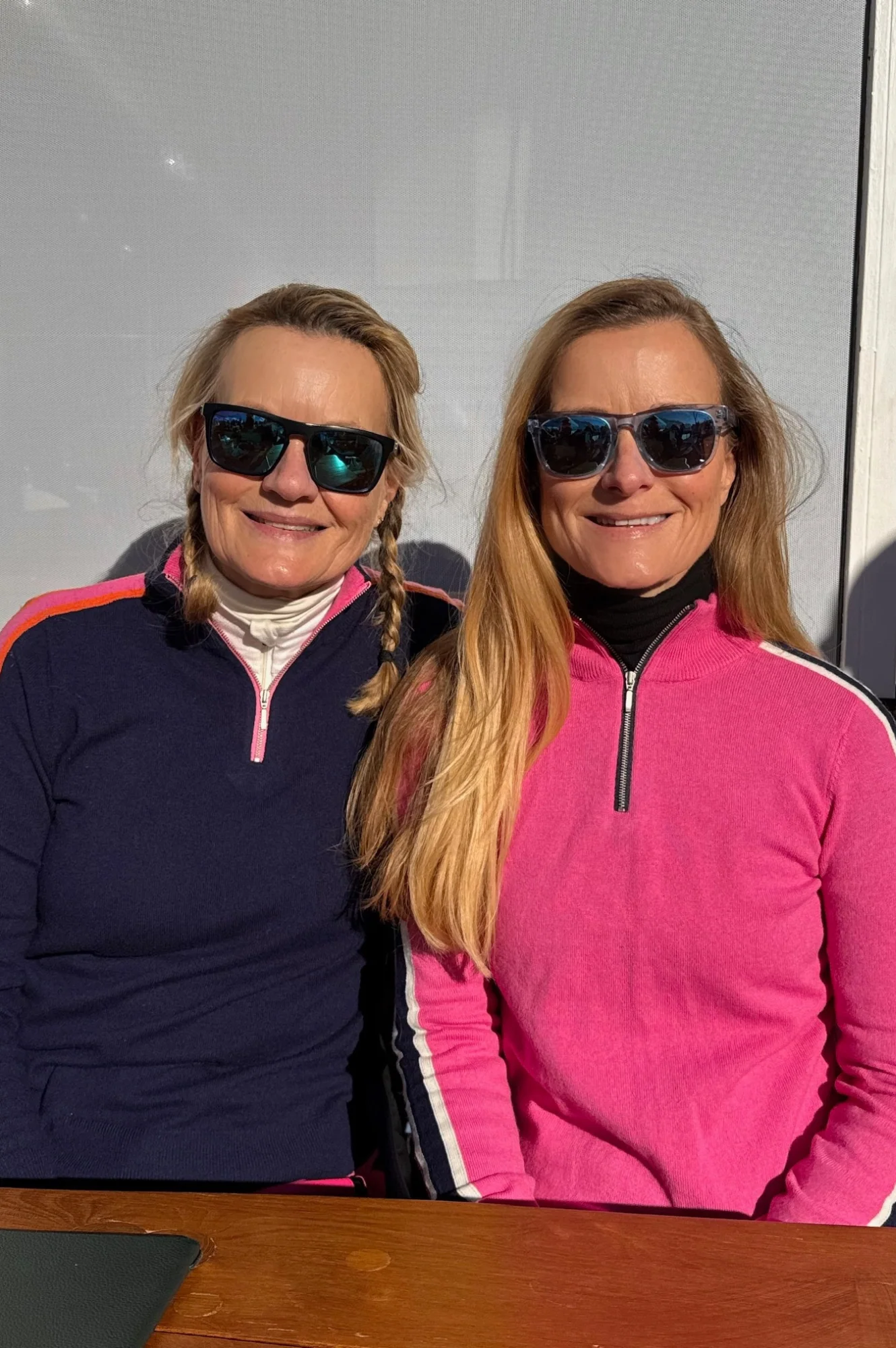 Merino Wool Overarm Stripe Quarter Zip Jumper | Navy/Pink/Orange