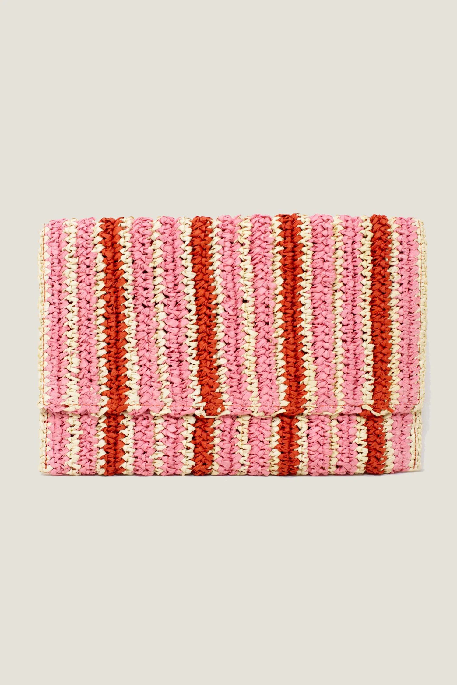 Amalfi Raffia Stripe Clutch | Red/Pink/Natural