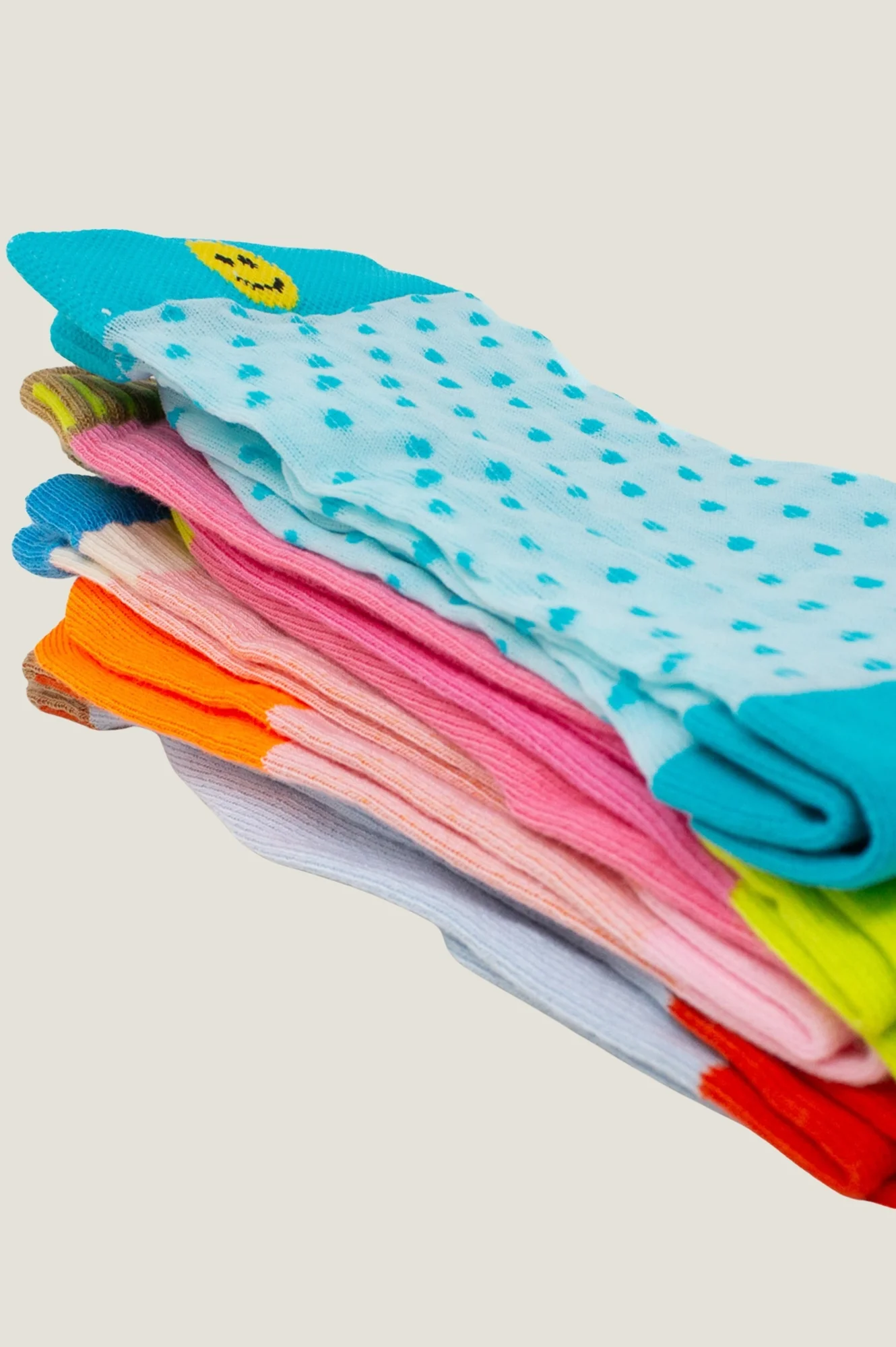 Ribbed Smiley Sock | Grey/Red