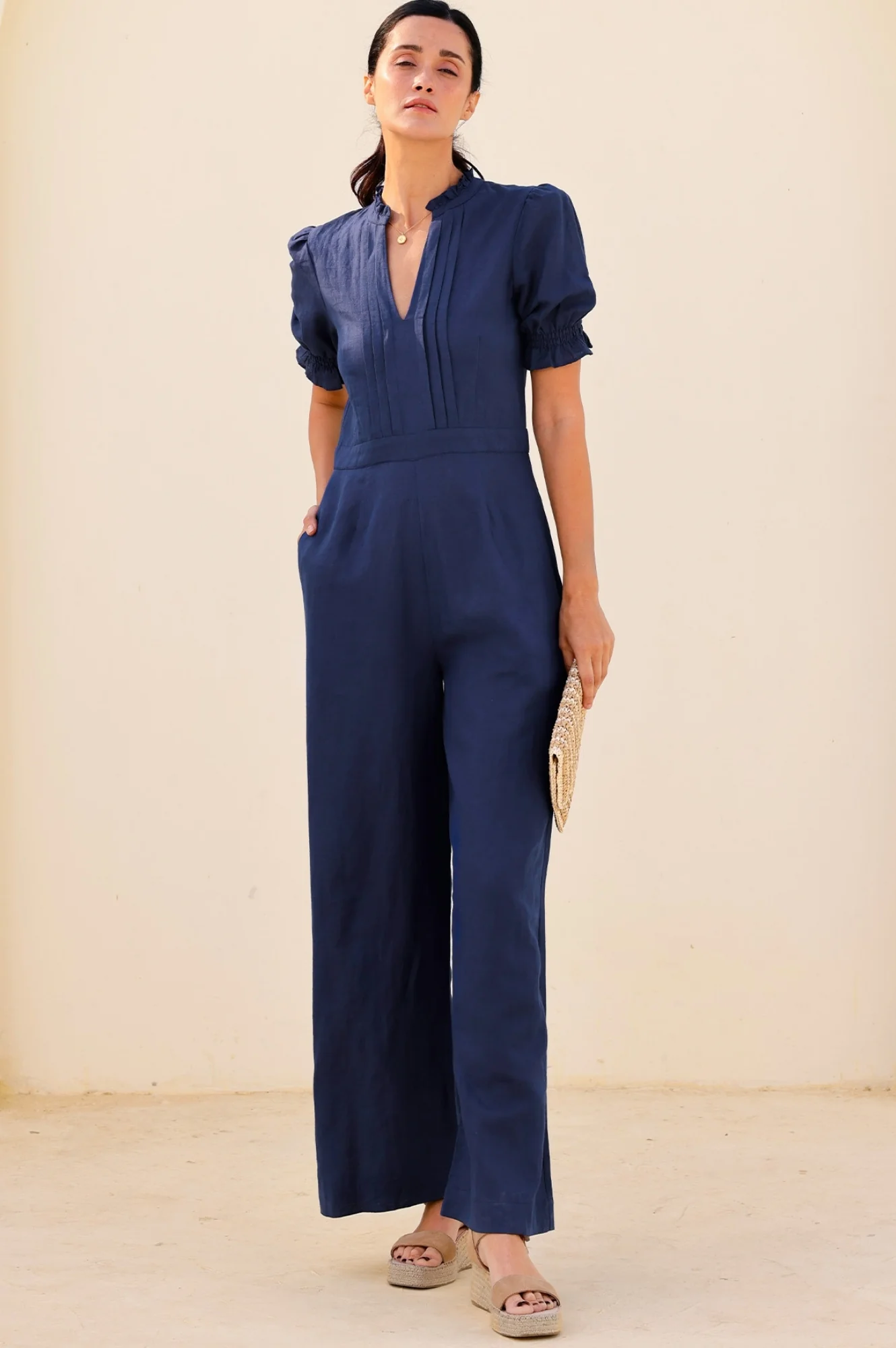 Tallulah Linen Jumpsuit | Navy
