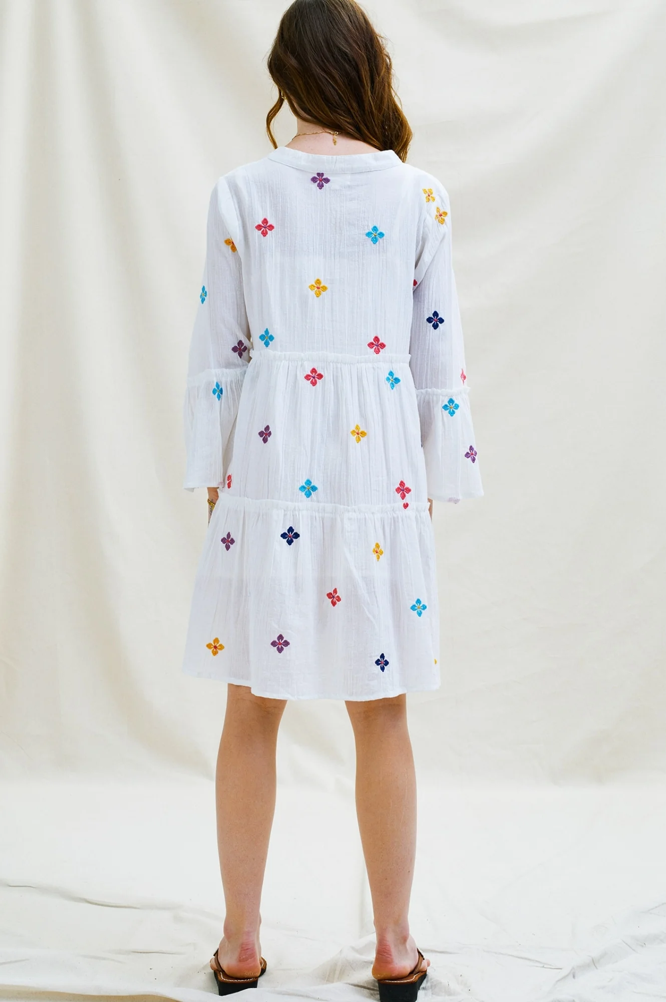 Cristina Embroidered Kaftan | White/Multi