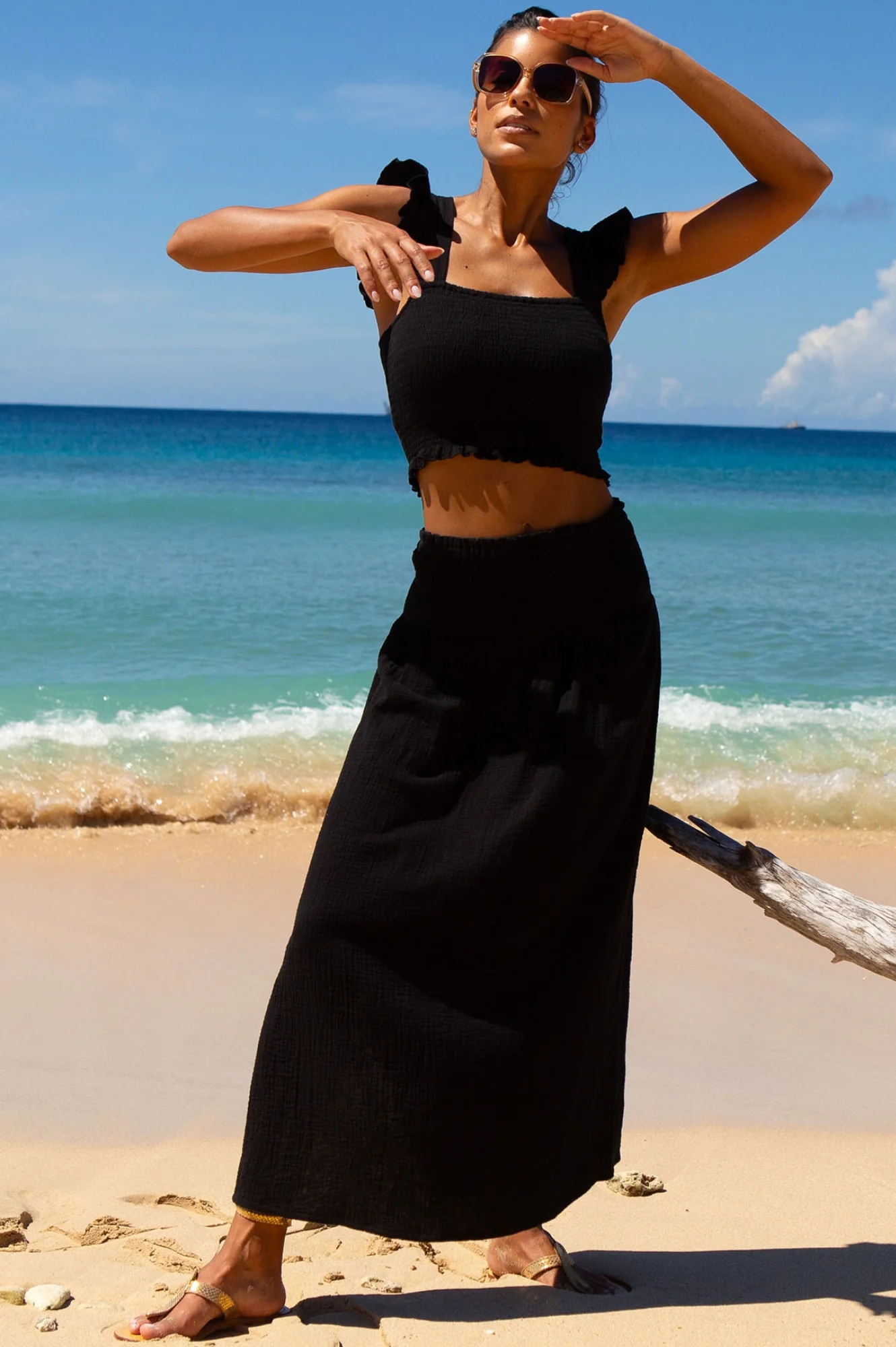 Bryony Cheesecloth Top | Black