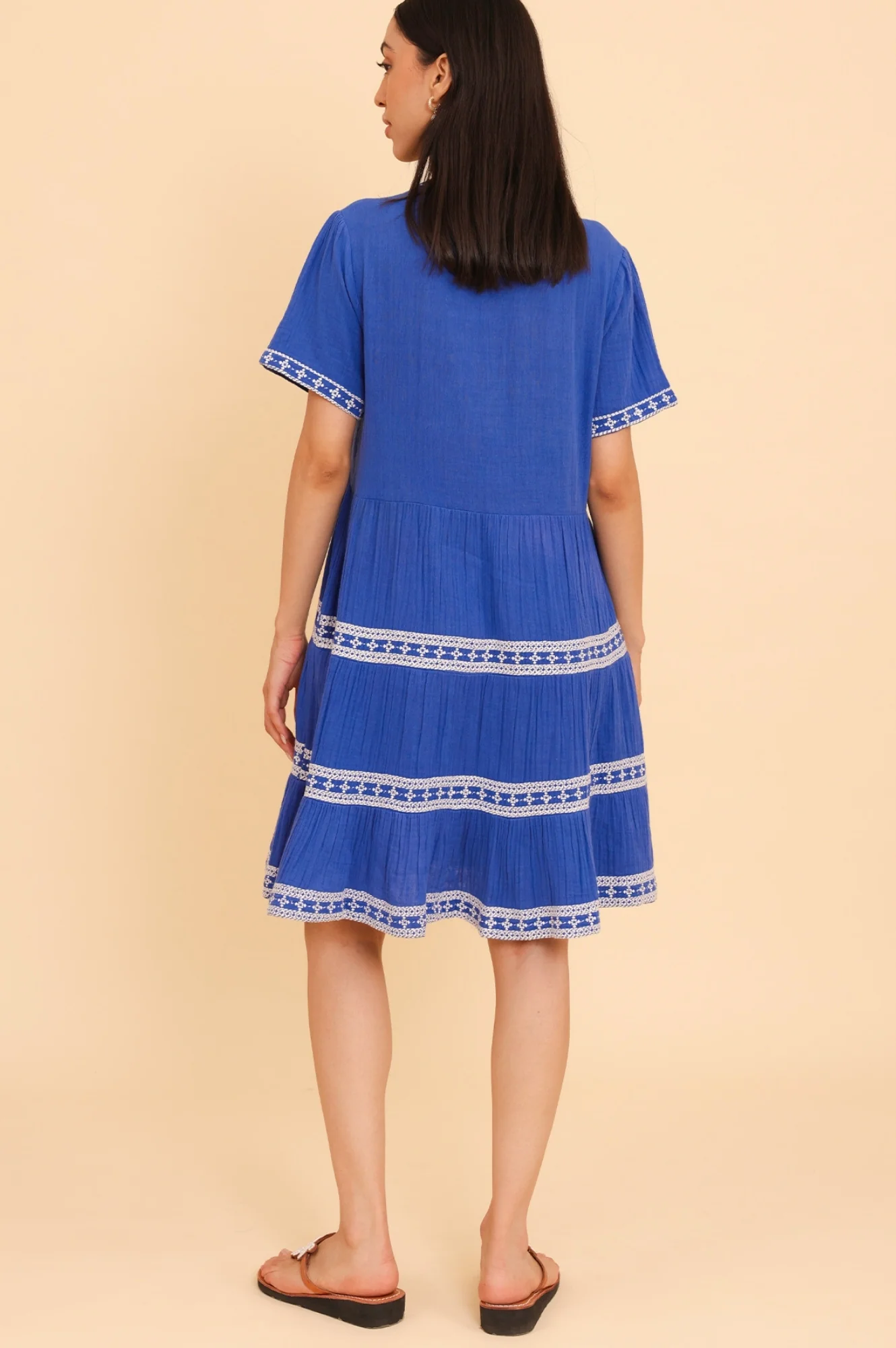 Meredith Organic Cotton Dress | Dazzling Blue/White