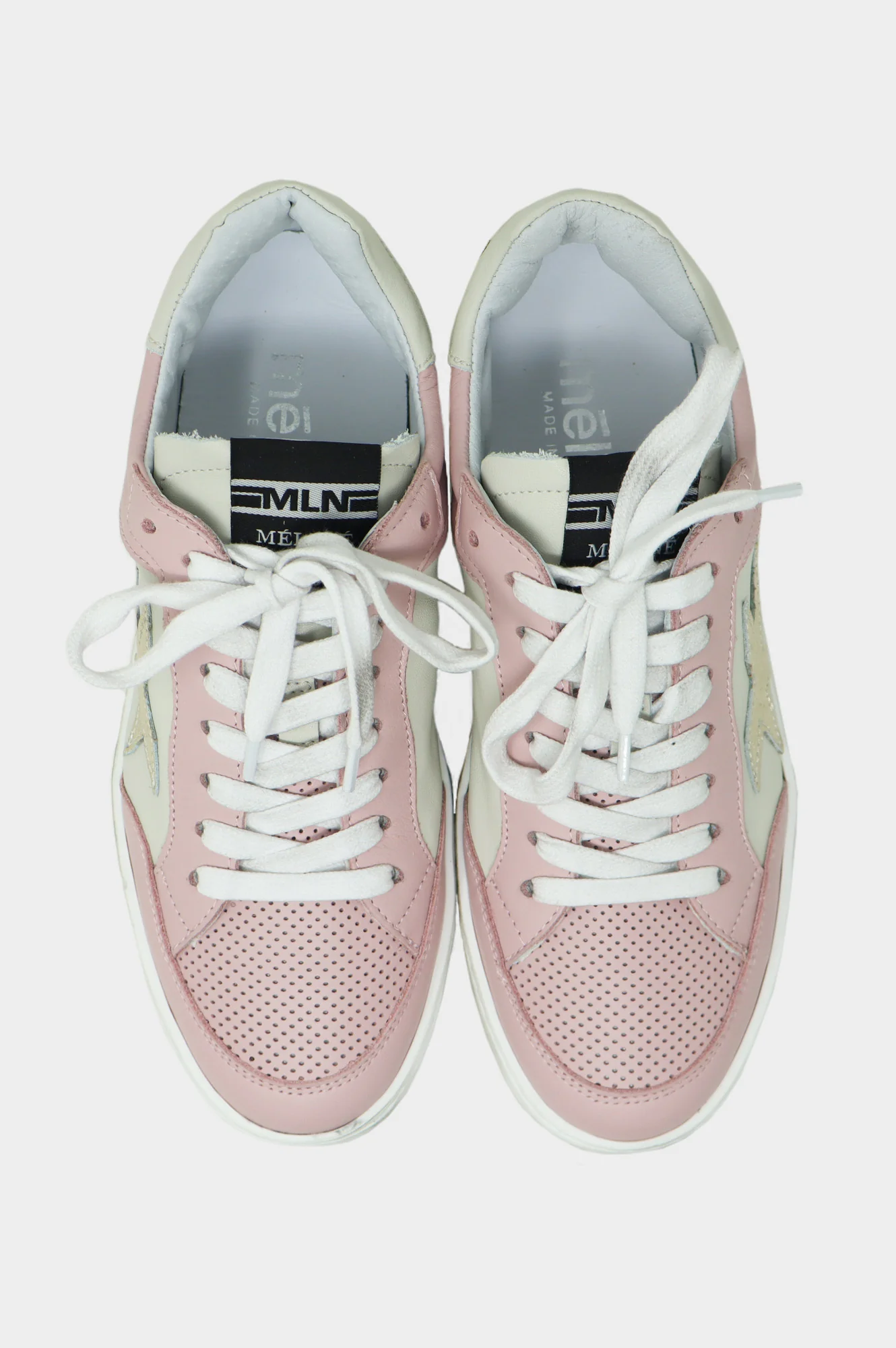MELINE Vintage Effect Star Trainers | Pink/White